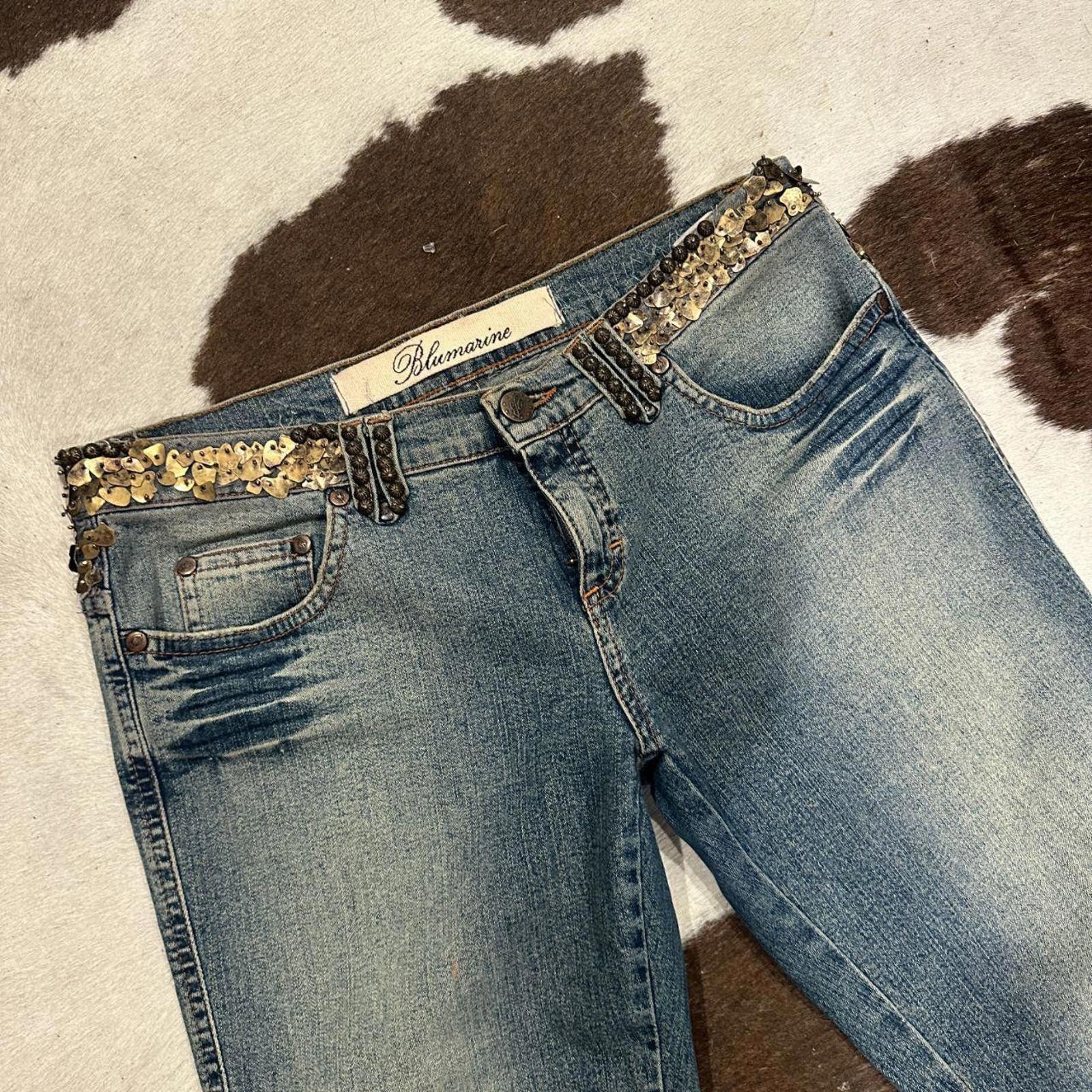 Other Vintage Blumarine Women's Low Rise Embellished Flare Jeans Size 28" / US 6 / IT 42 - 2 Thumbnail