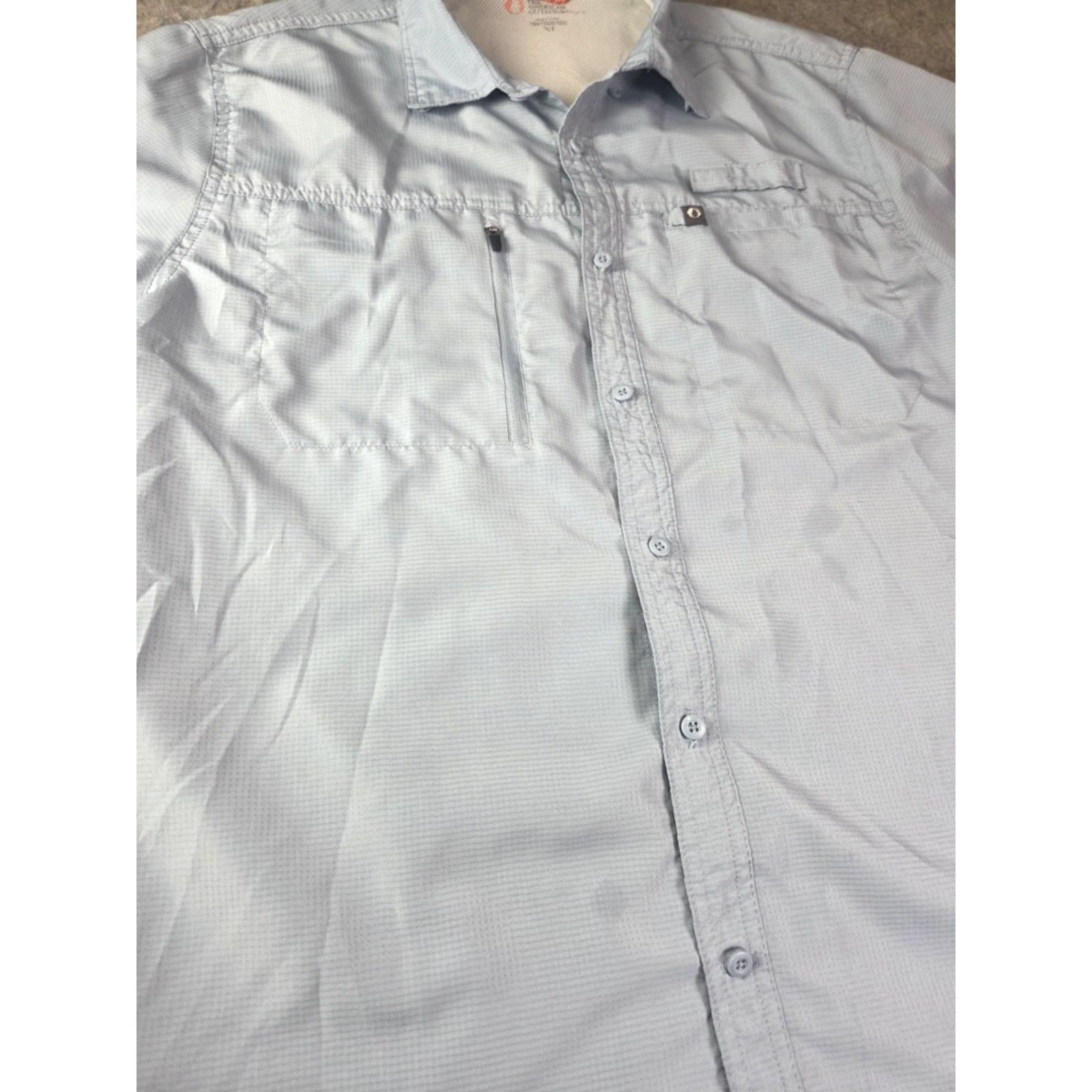 Vintage VINTAGE American Outdoorsman Light Blue Vented Fishing Shirt Large L Short Sleeve Button-Up Men Blues Fish Size US L / EU 52-54 / 3 - 2 Thumbnail