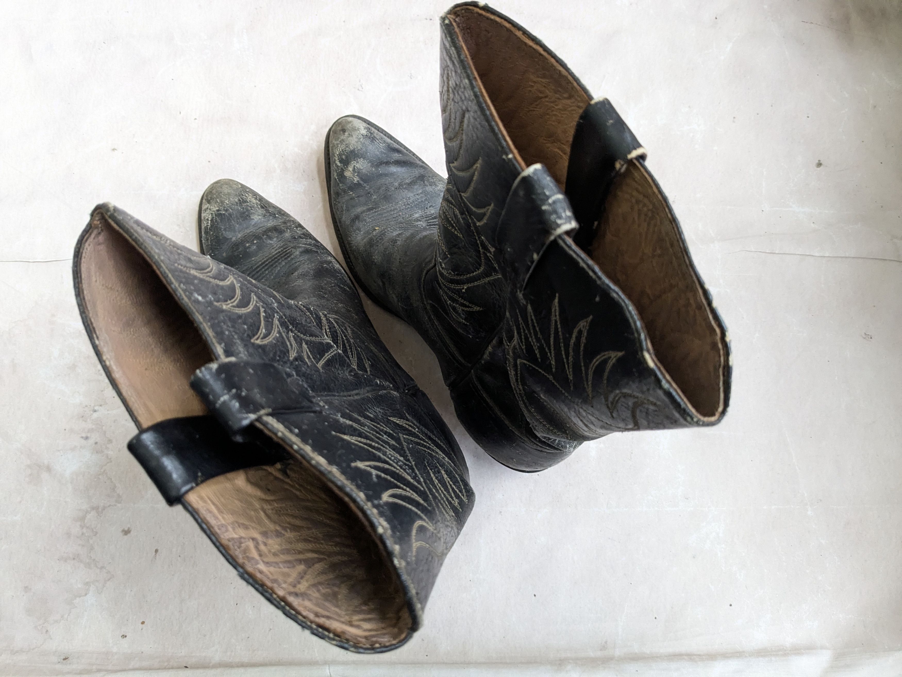 Genuine Leather Vintage Cowboy Boots Black 9 Leather Size US 9 / EU 42 - 7 Thumbnail