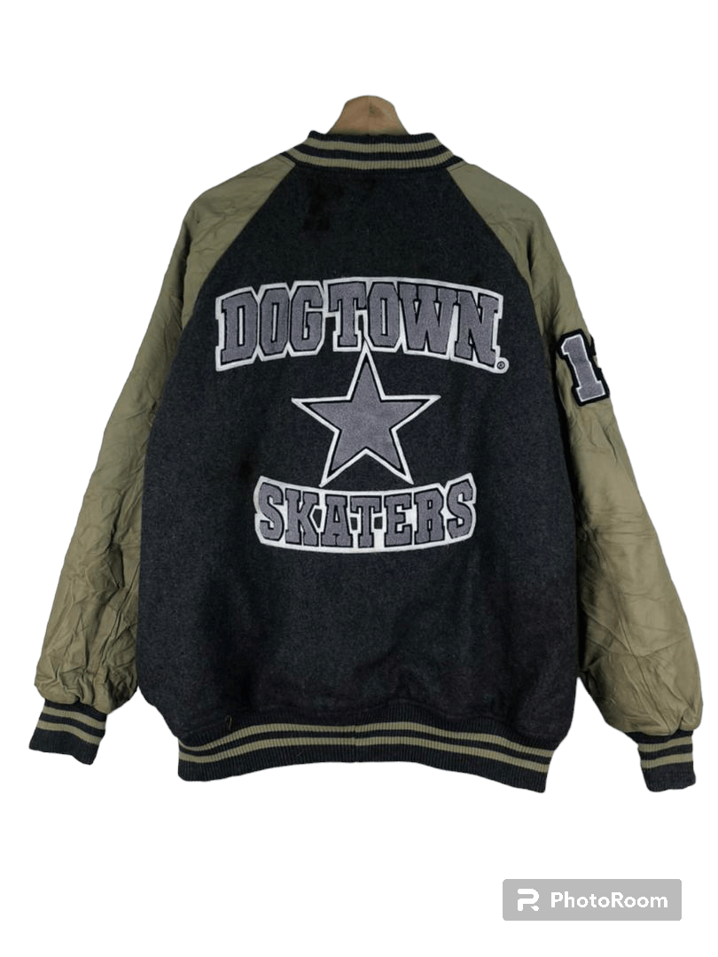 image of Vintage Dogtown Skaters Varsity Jacket in Grey/Cream, Men's (Size XL)