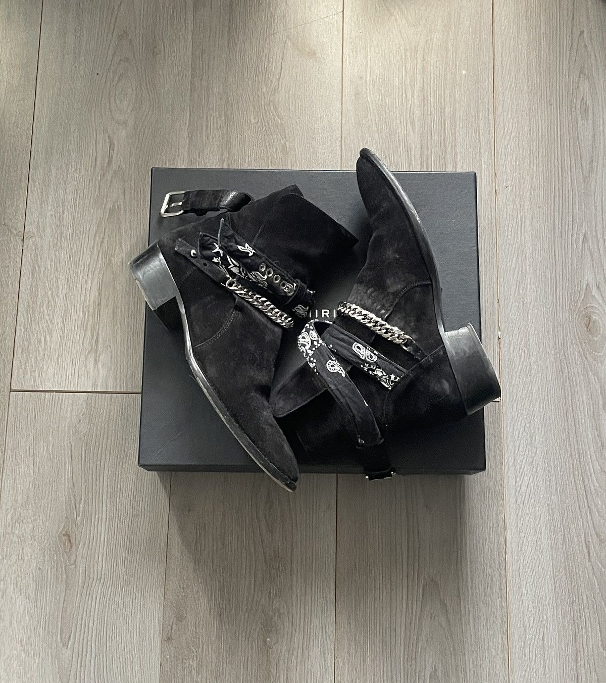 Amiri Amiri suede Bandana Chain Boots | Grailed
