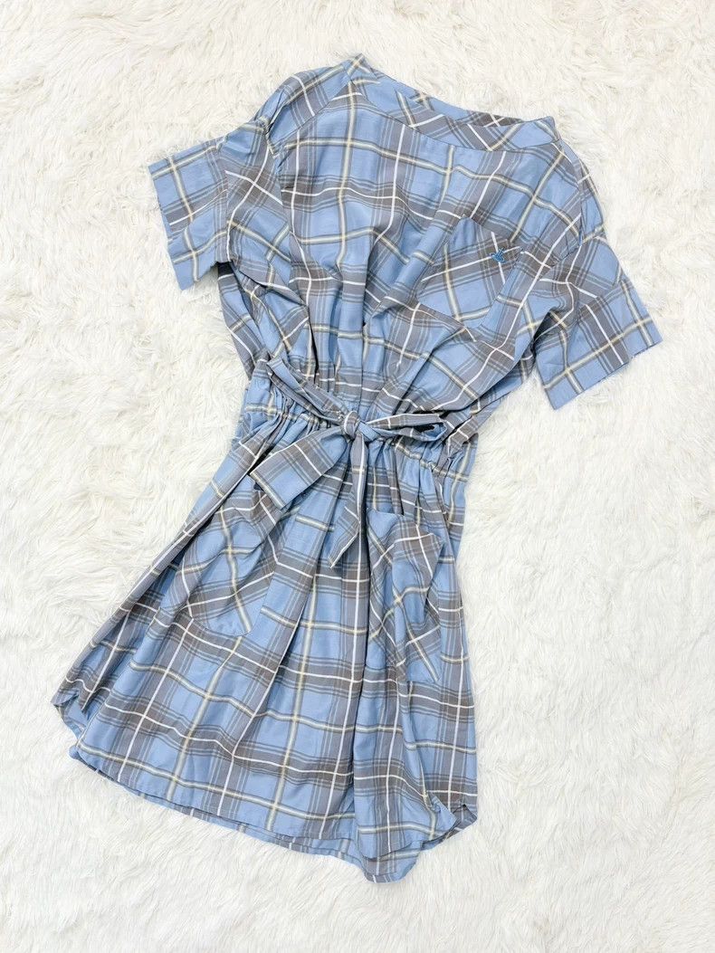 Vivienne Westwood Vivienne Westwood Light blue and brown checkered tie dress Size M / US 6-8 / IT 42-44 - 1 Thumbnail
