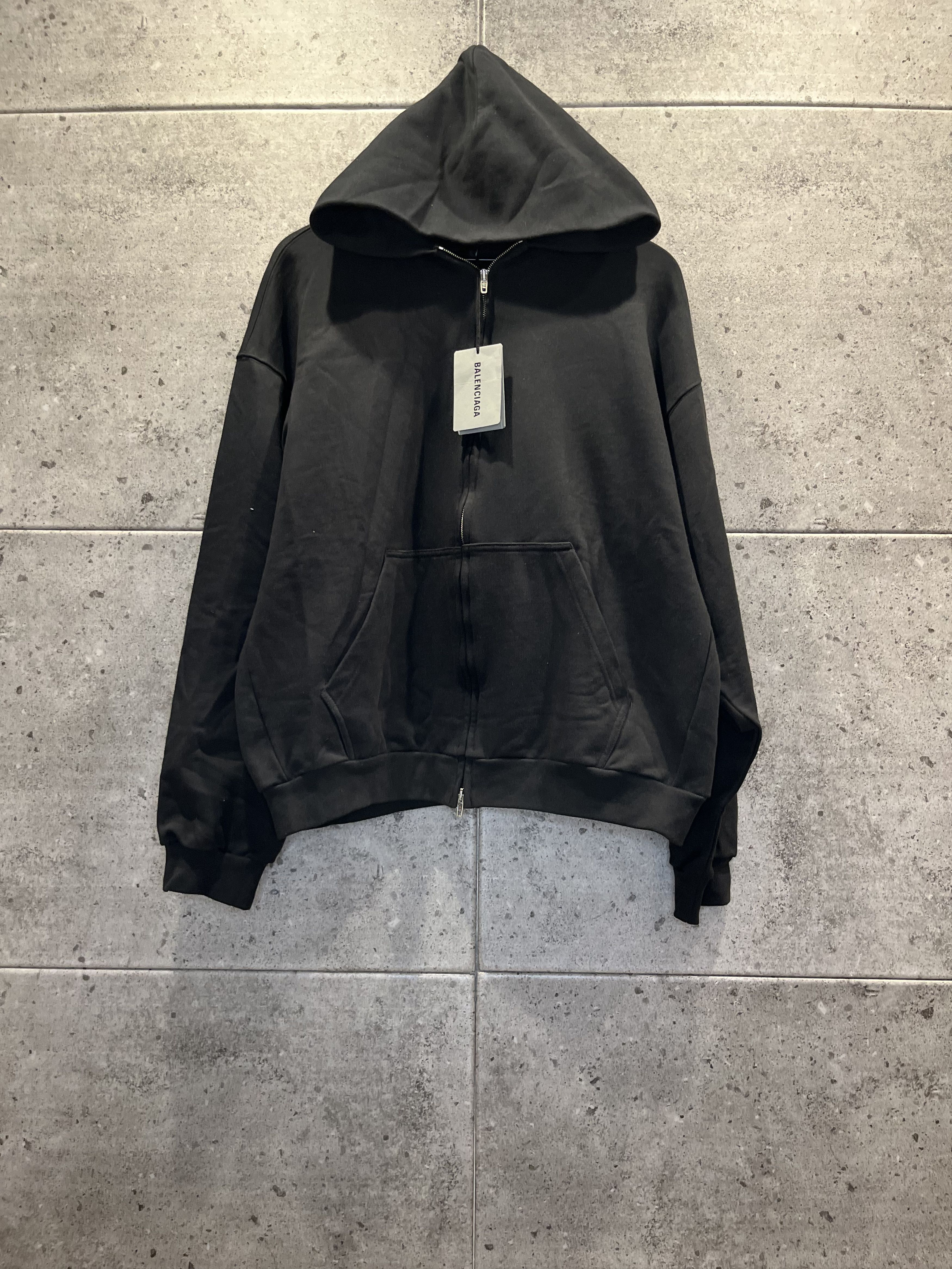 Pre-owned Balenciaga Oversized Black Runway Zip Up Hoodie