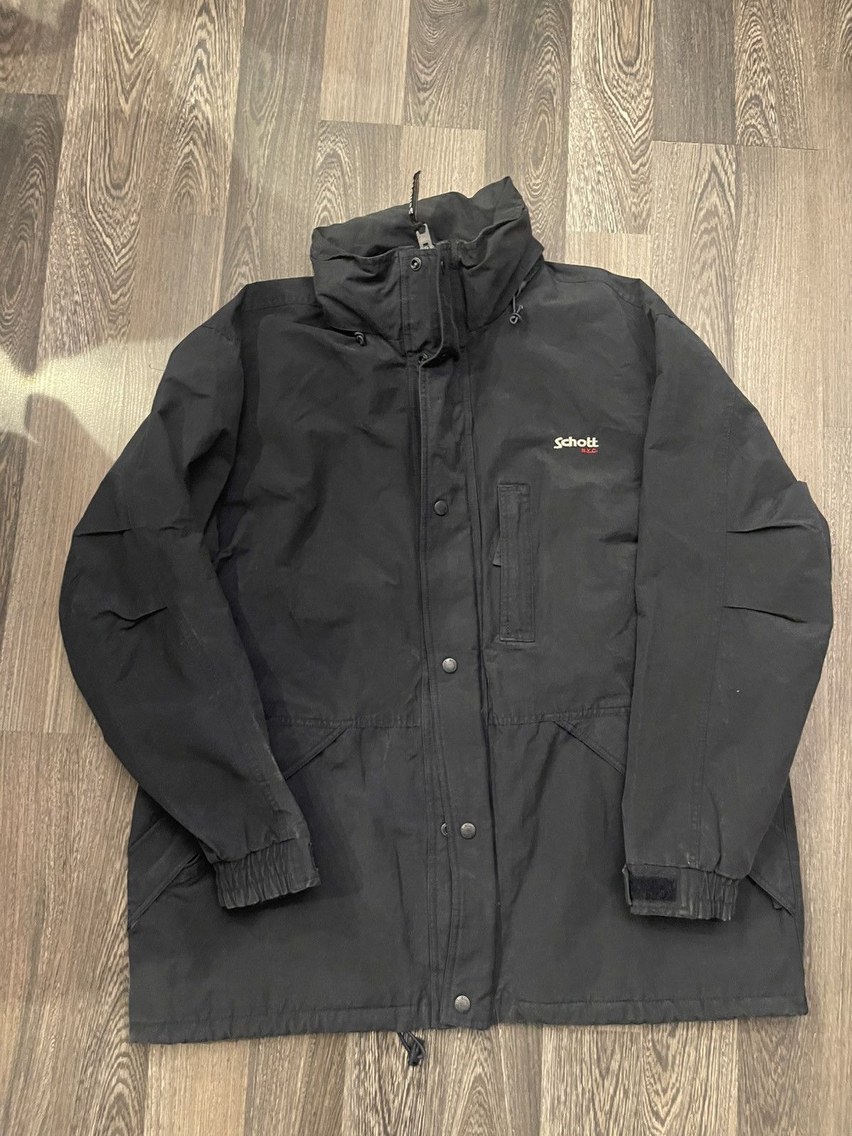 Schott Schott NYC Black Jacket XL – Classic Zip-Up Lightweight Coat Size US XL / EU 56 / 4 - 2 Thumbnail