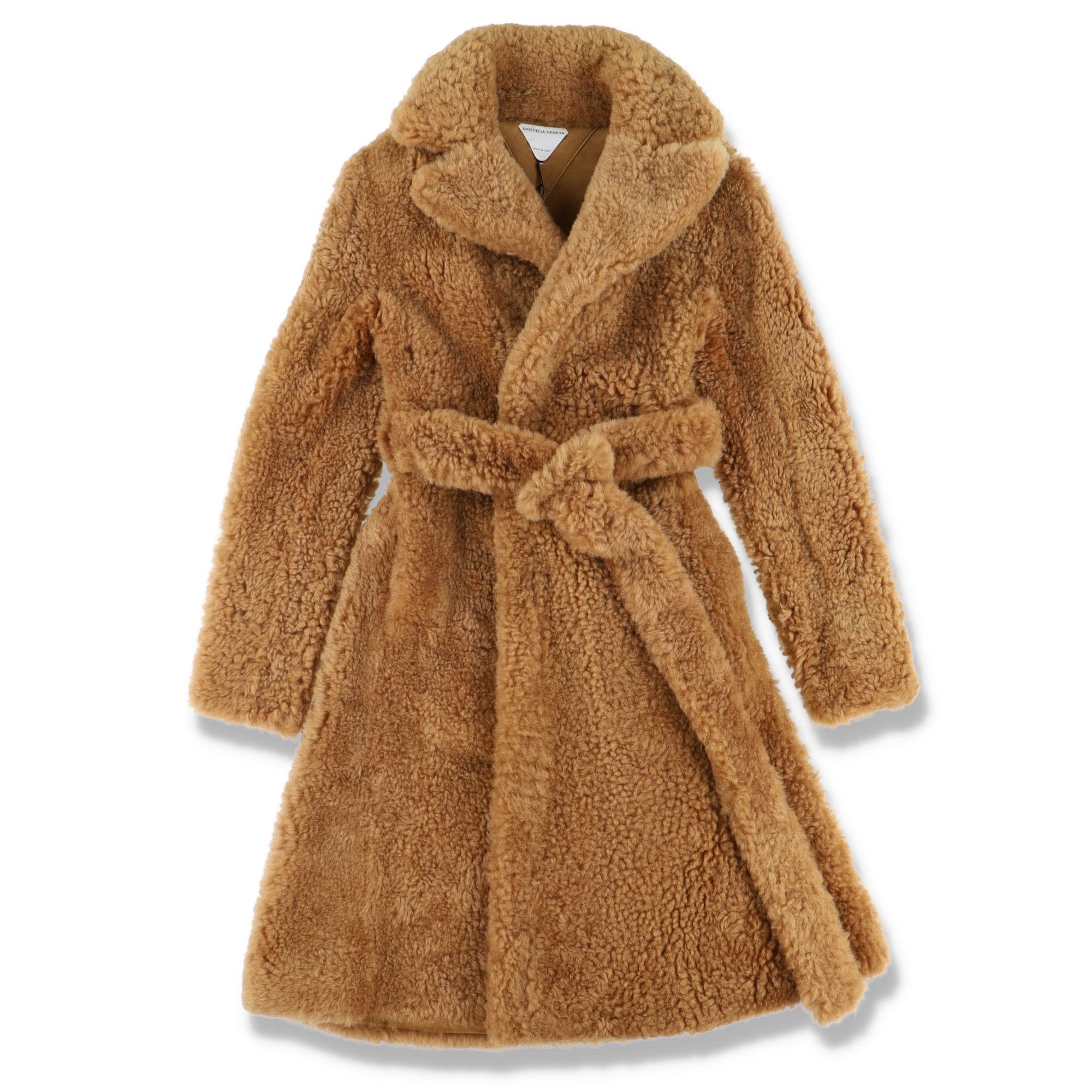 Bottega Veneta Brown Teddy Shearling Belted Coat Size XXS / US 00 / IT 34 - 1 Thumbnail