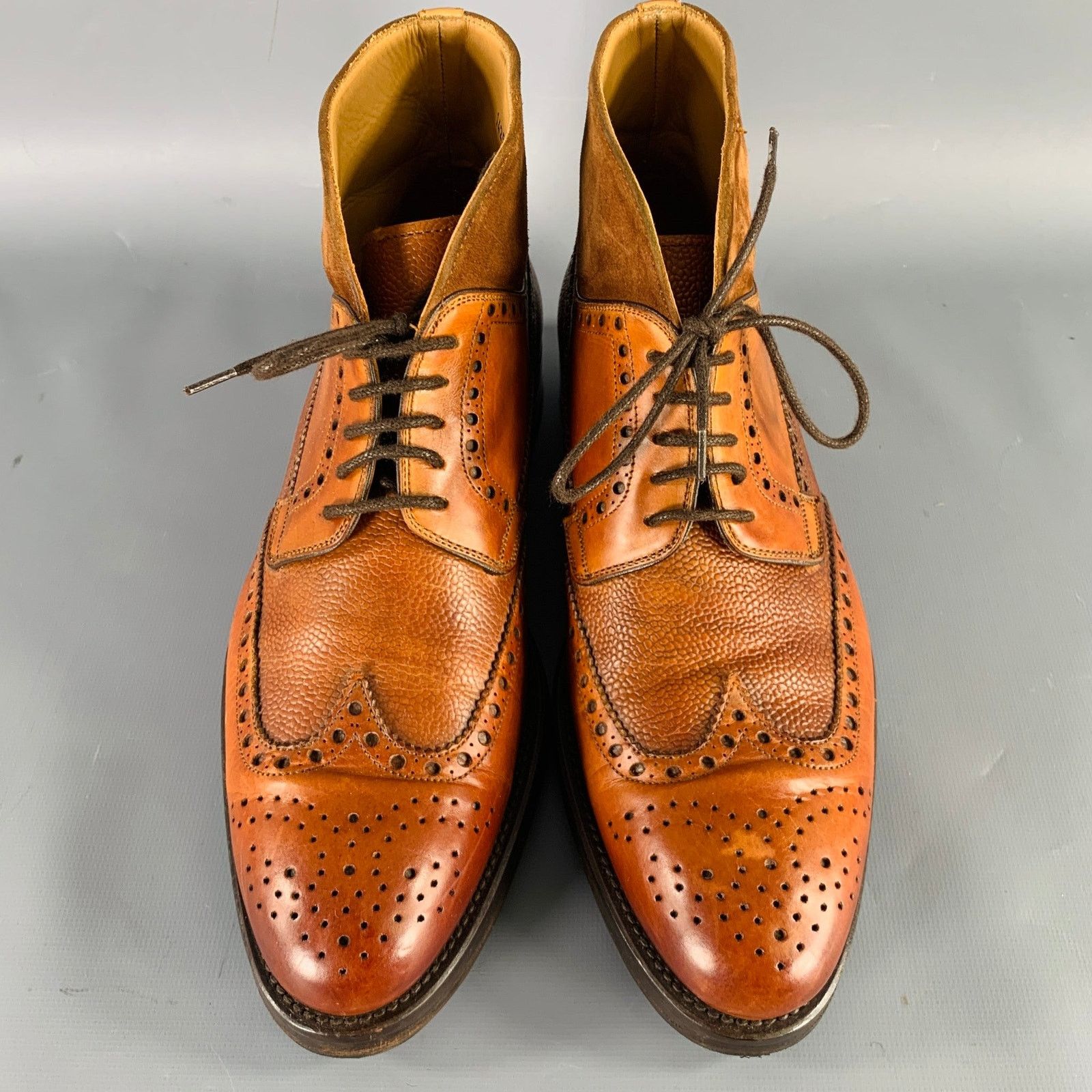 Phineas Cole PHINEAS COLE Size 7.5 Tan Perforated Leather Wingtip Boots Size US 7.5 / EU 40-41 - 4 Thumbnail