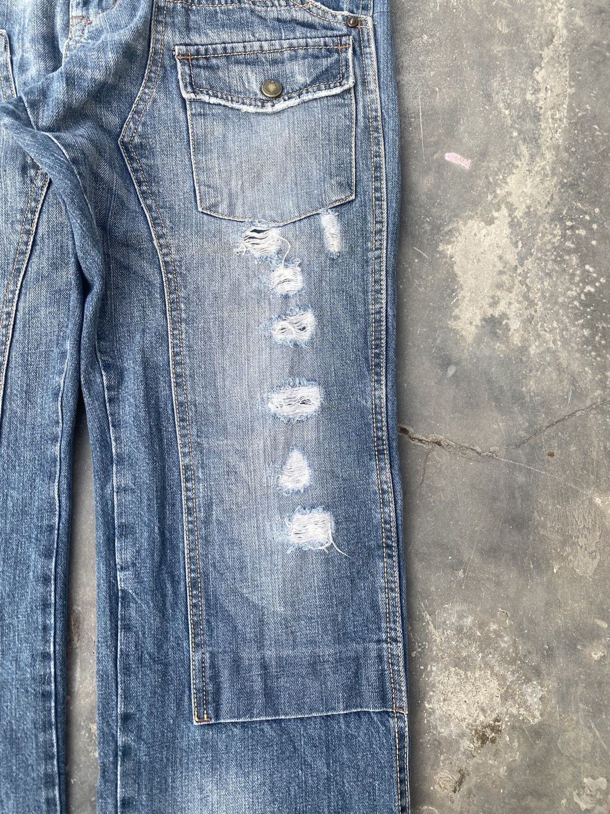 Japanese Brand FREE GATE Distressed Double Knee Jeans Size US 31 - 5 Thumbnail