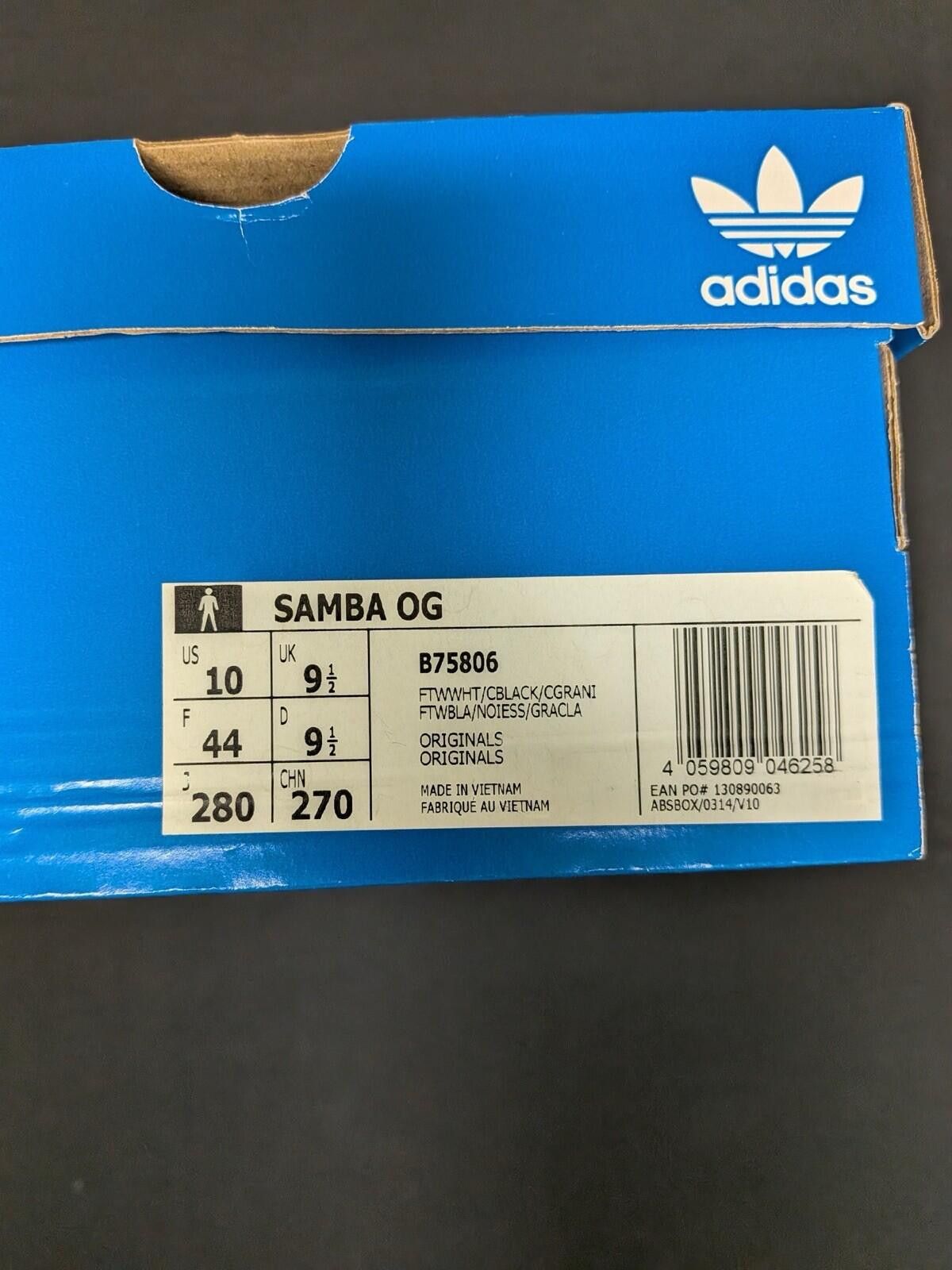 Adidas adidas Samba OG Black/White B75806 US10 Size US 10 / EU 43 - 4 Thumbnail