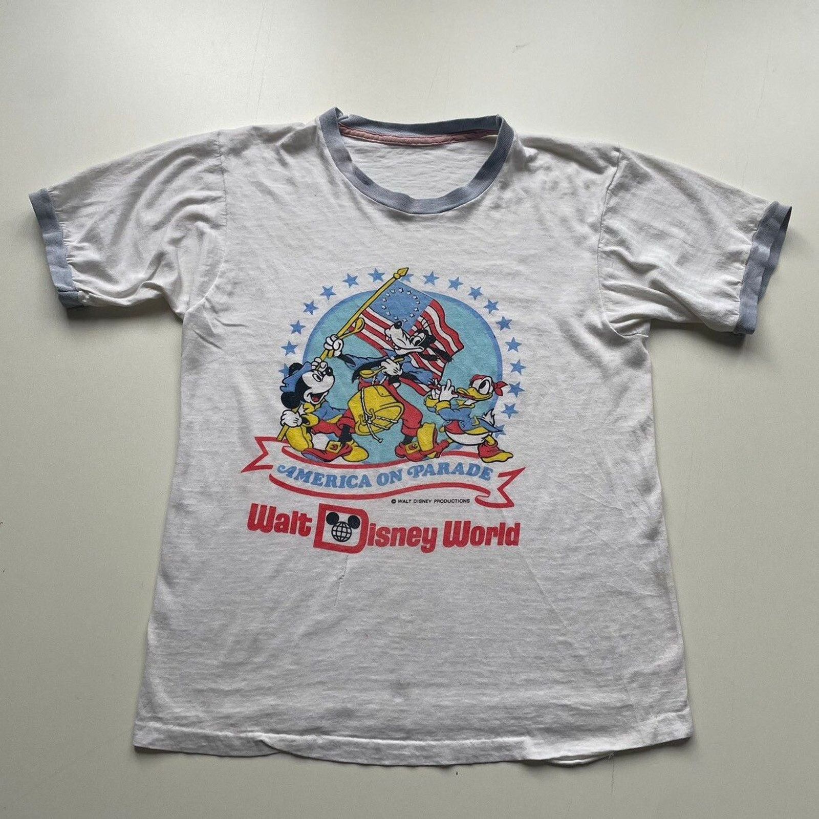 Disney Vintage 80s Mickey Mouse Disney America Parade T Shirt XS Size US XS / EU 42 / 0 - 1 Thumbnail