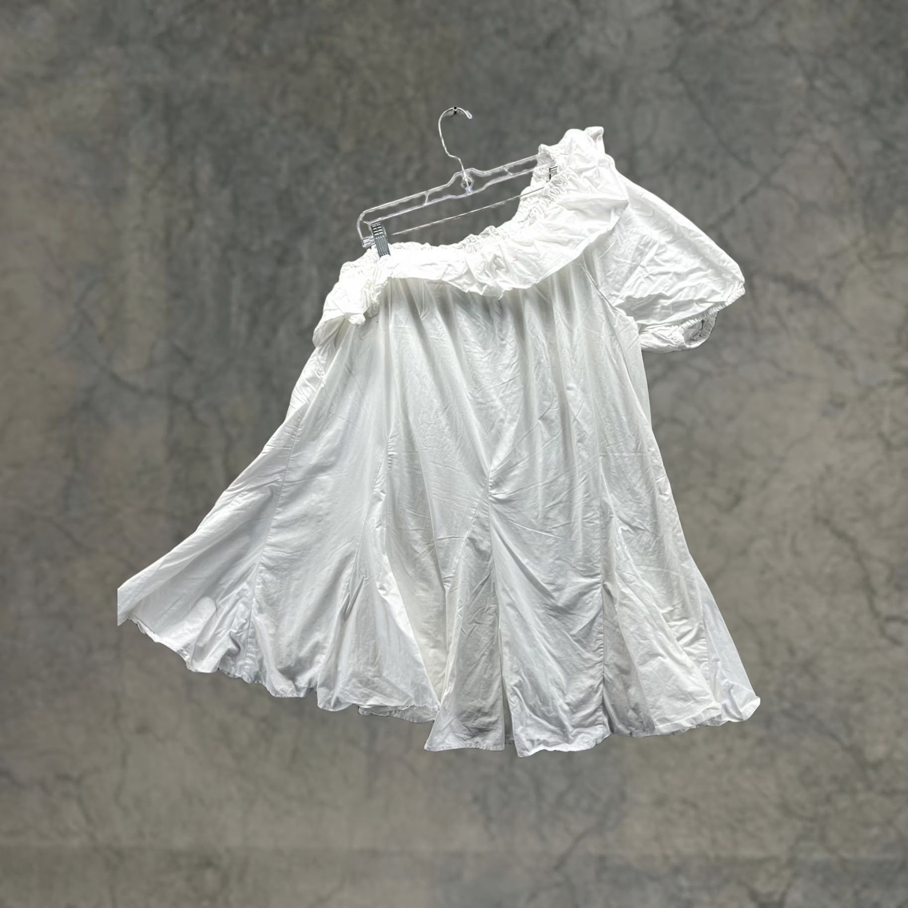 RHODE Rhode Dress Womens L White Off Shoulder Puff Sleeve Trapeze Mini Short Dress, Solid, Casual/Cocktail, Spring/Summer, Pullover Size 36" / US 14 / IT 50 - 1 Thumbnail
