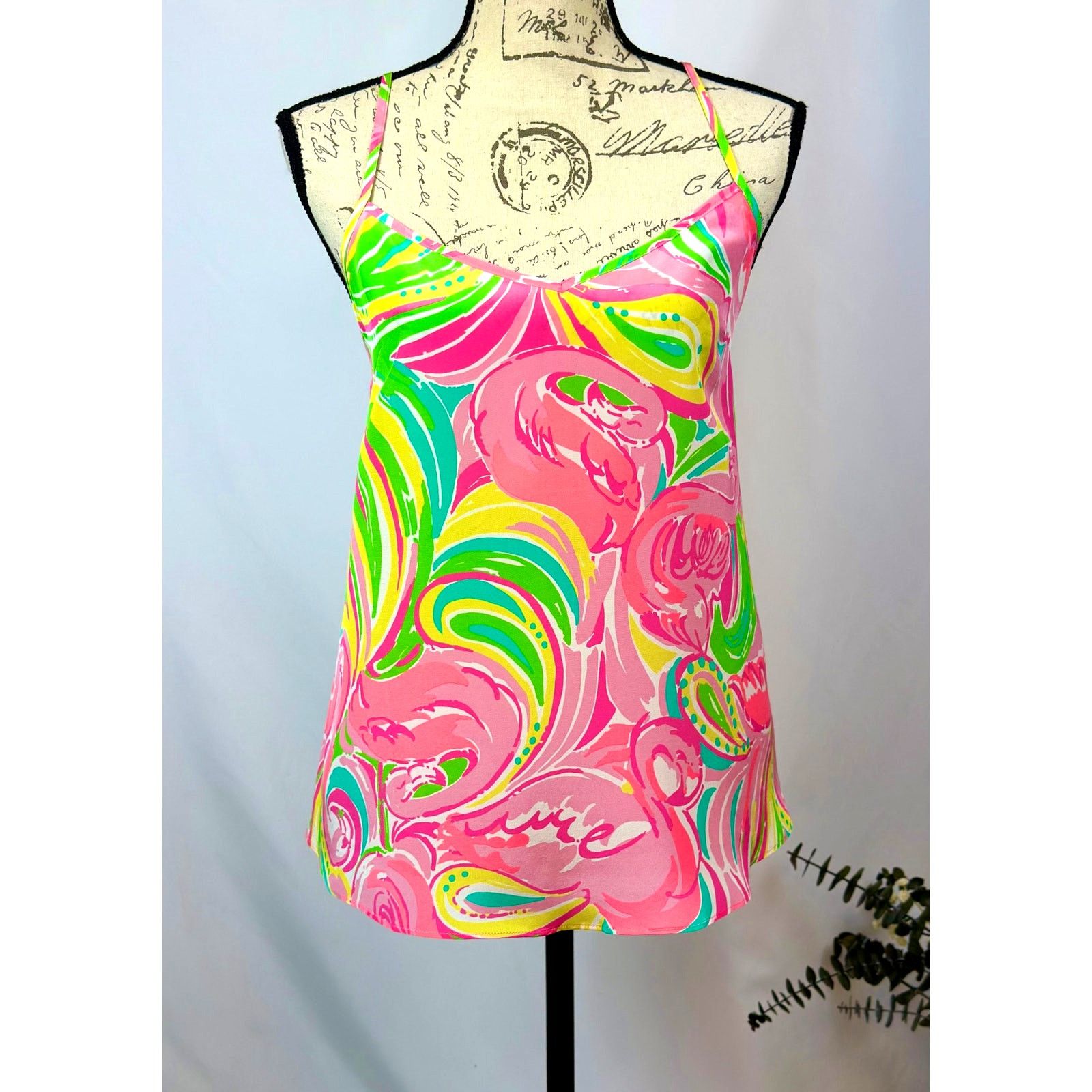 Lilly Pulitzer Lilly Pulitzer Dusk Racer Back Cami 100% Silk Flamingo M Size M / US 6-8 / IT 42-44 - 12 Thumbnail