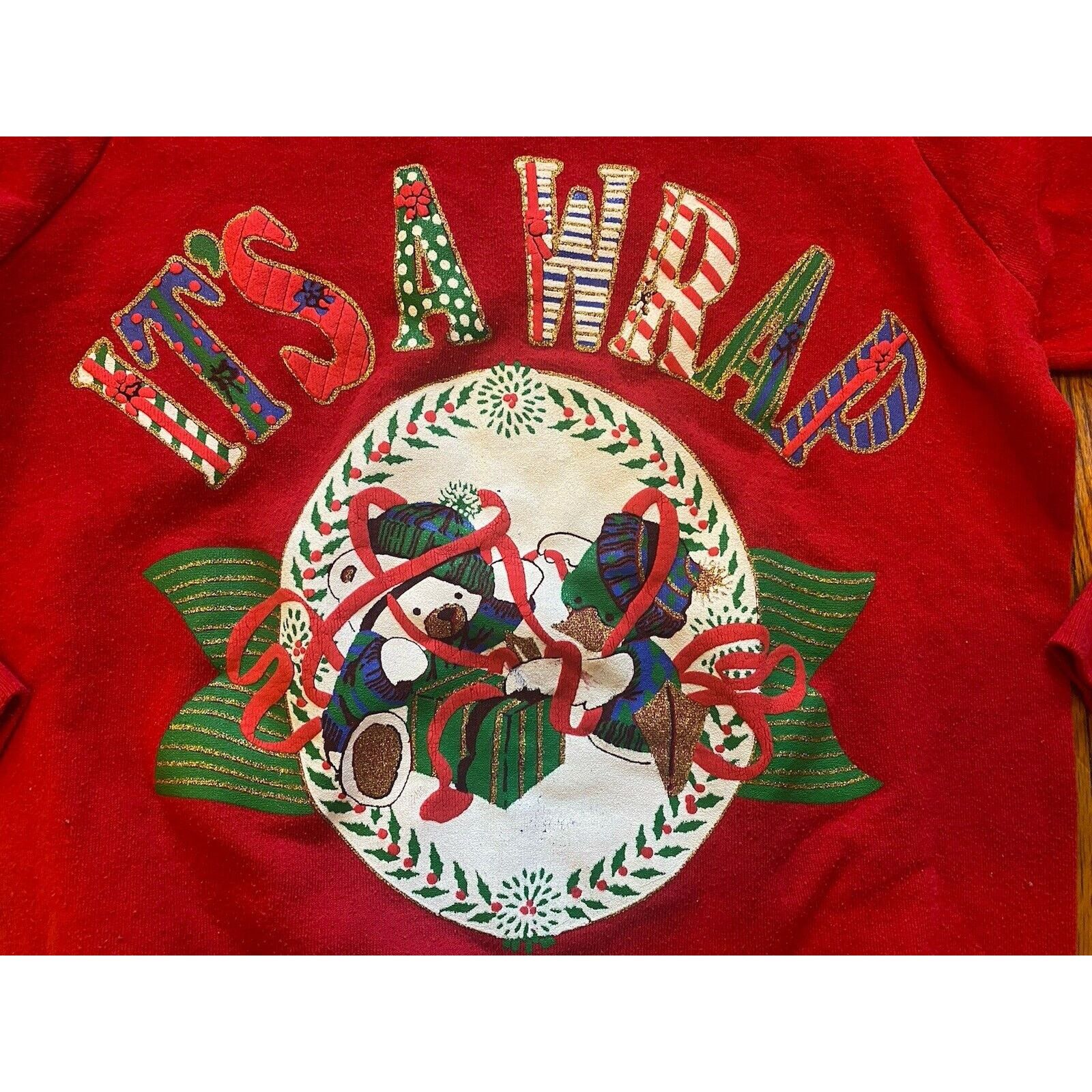 Jerzees VTG USA Christmas Sweatshirt Womens M Bear Sweater Crew Size M / US 6-8 / IT 42-44 - 2 Thumbnail