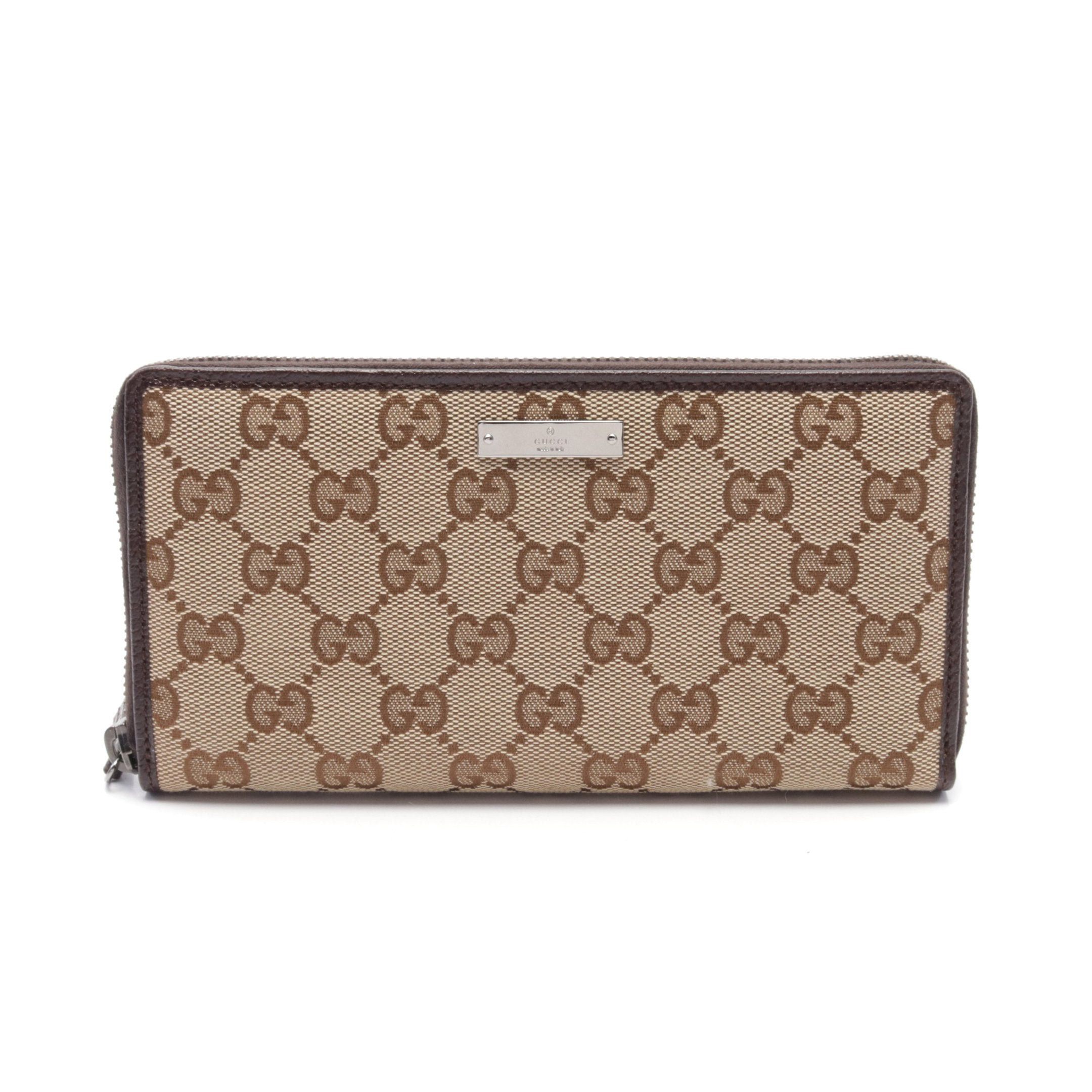 Gucci Gucci Gg Canvas Round Zipper Long Wallet Leather Beige Brown Size ONE SIZE - 1 Thumbnail