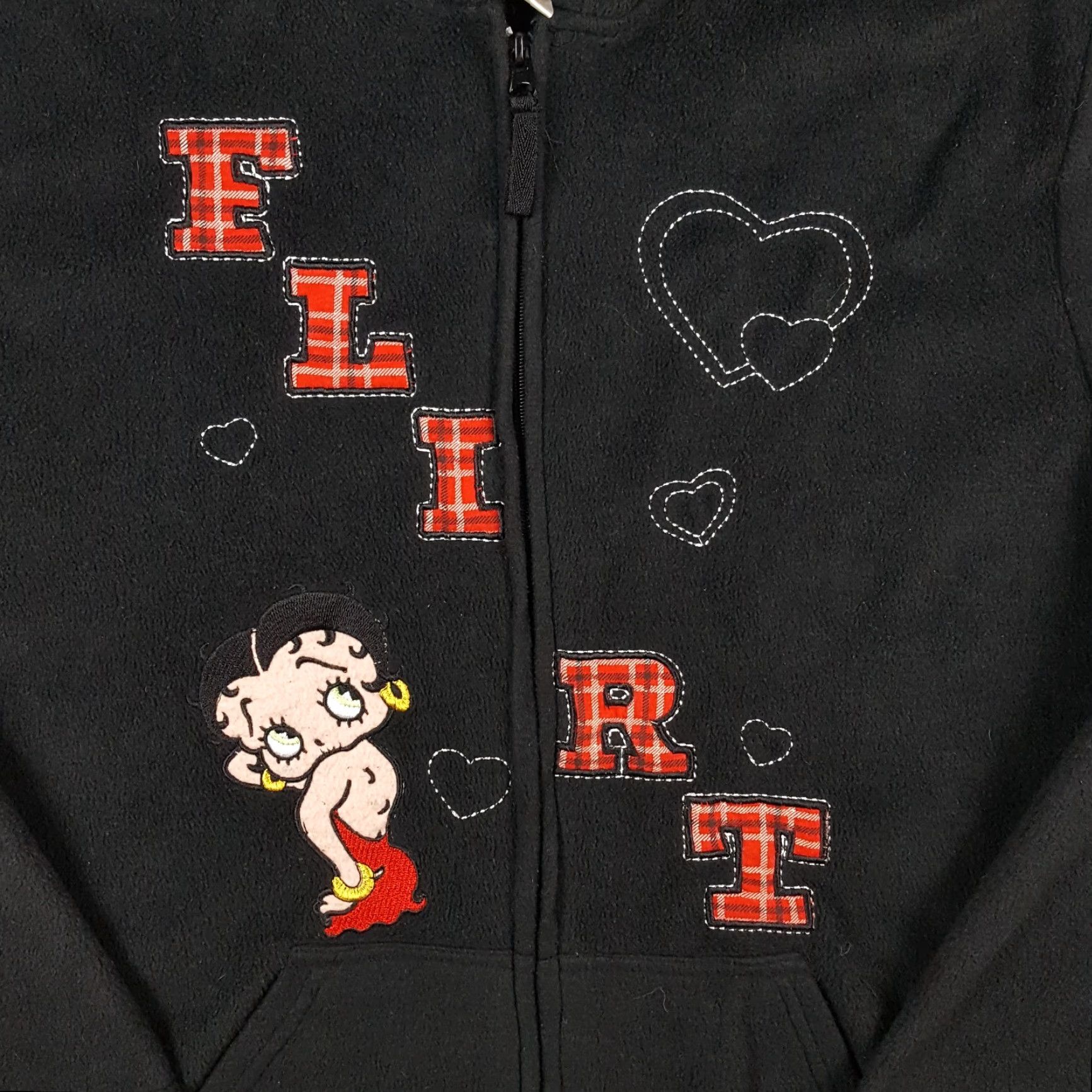 Vintage Betty Boop Flirt Black Fleece Hooded Y2K Women's XL Sweatshirt Cartoon Zip Up Hoodie Size XL / US 12-14 / IT 48-50 - 3 Thumbnail