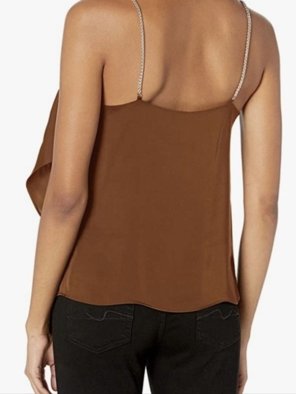 Ramy Brook Chrissy Copper Satin Asymmetrical Chain Strap Tank Party Size S / US 4 / IT 40 - 2 Thumbnail