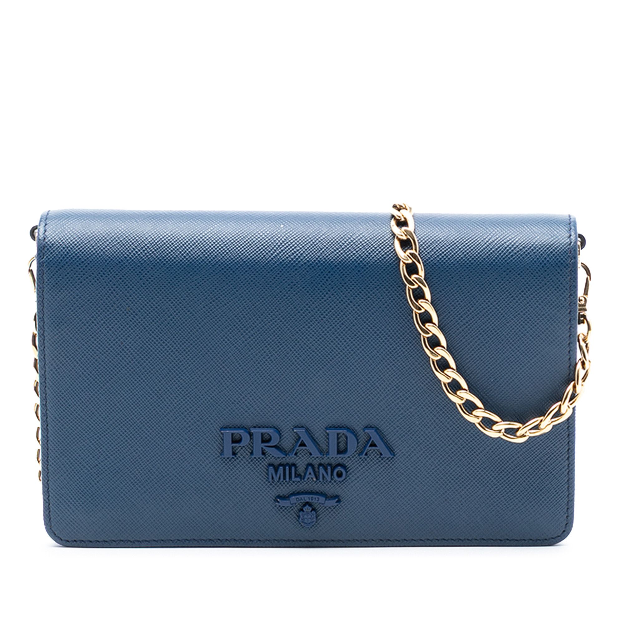 Prada Prada Saffiano Lux Monochrome Wallet on Chain Size ONE SIZE - 1 Thumbnail