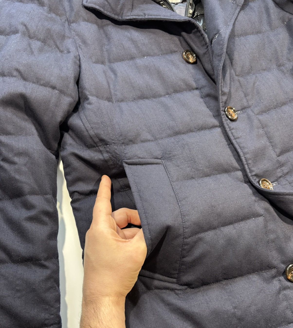 Moncler Moncler Vallier Quilted Down Coat Gray Wool Size 3 Size US M / EU 48-50 / 2 - 3 Thumbnail