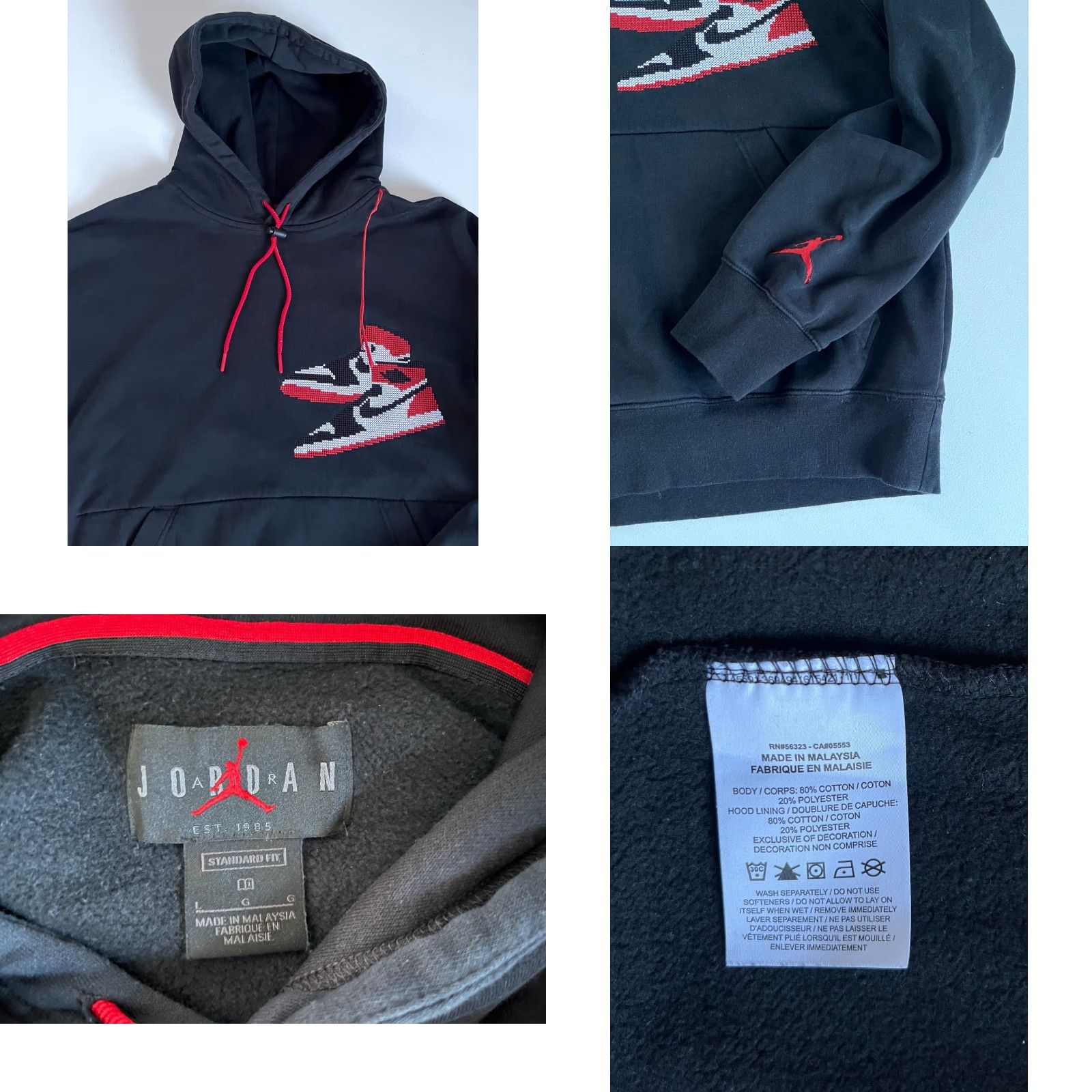 Jordan Brand Nike Air Jordan 1 Retro Jumpman Holiday Hoodie Mens Hoodie Black CT3457-010 L Size US L / EU 52-54 / 3 - 8 Thumbnail
