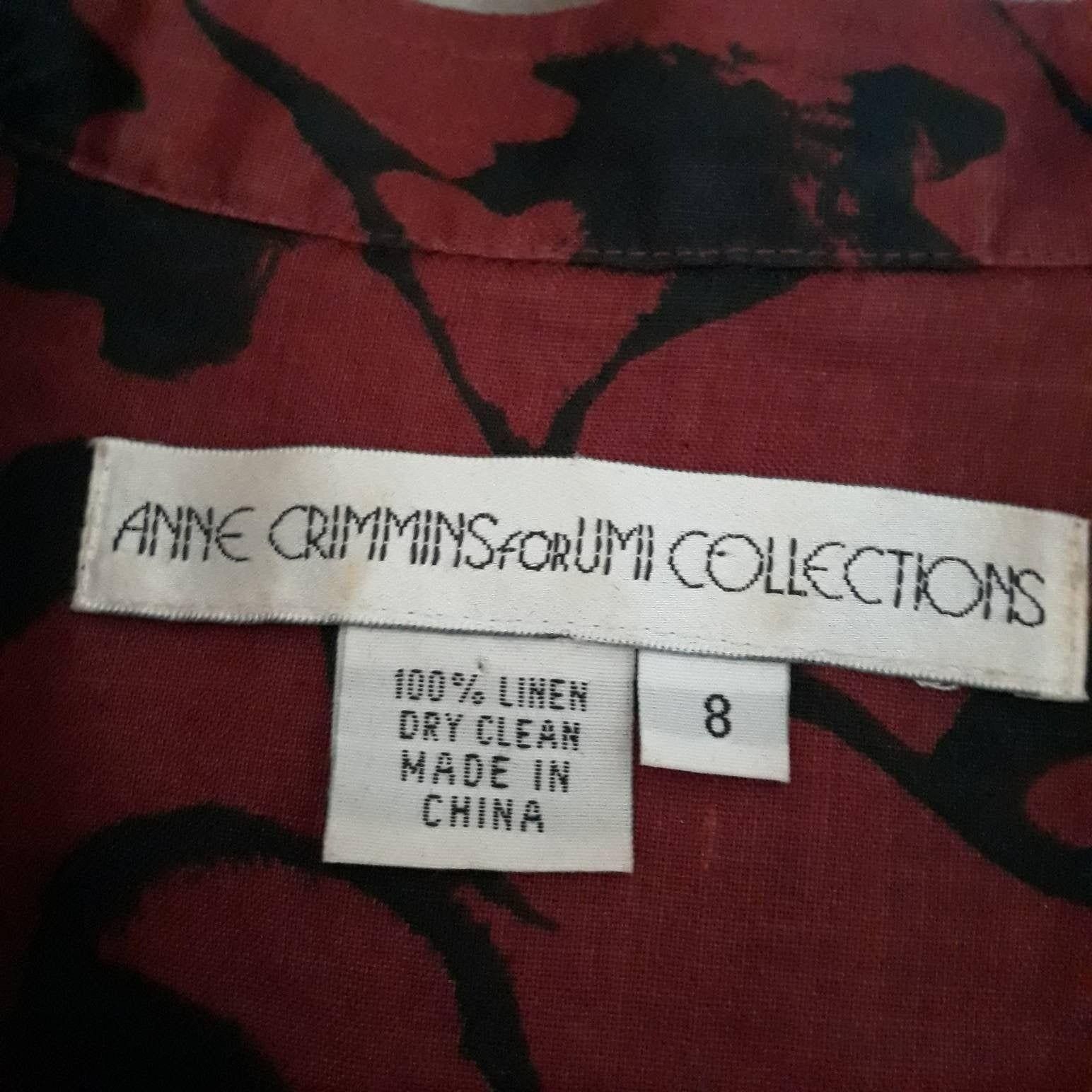 Vintage Vtg Rare Linen Maxi Hostess Dress Sz 8 Red Kimono Long Line Size M / US 6-8 / IT 42-44 - 2 Thumbnail