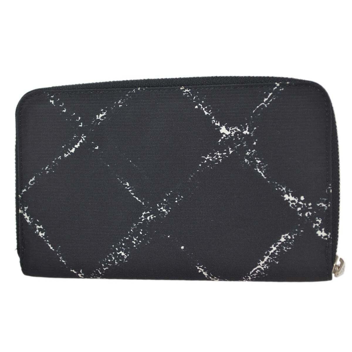 Chanel Nylon Travel Line Zip Around Printed Wallet Black
