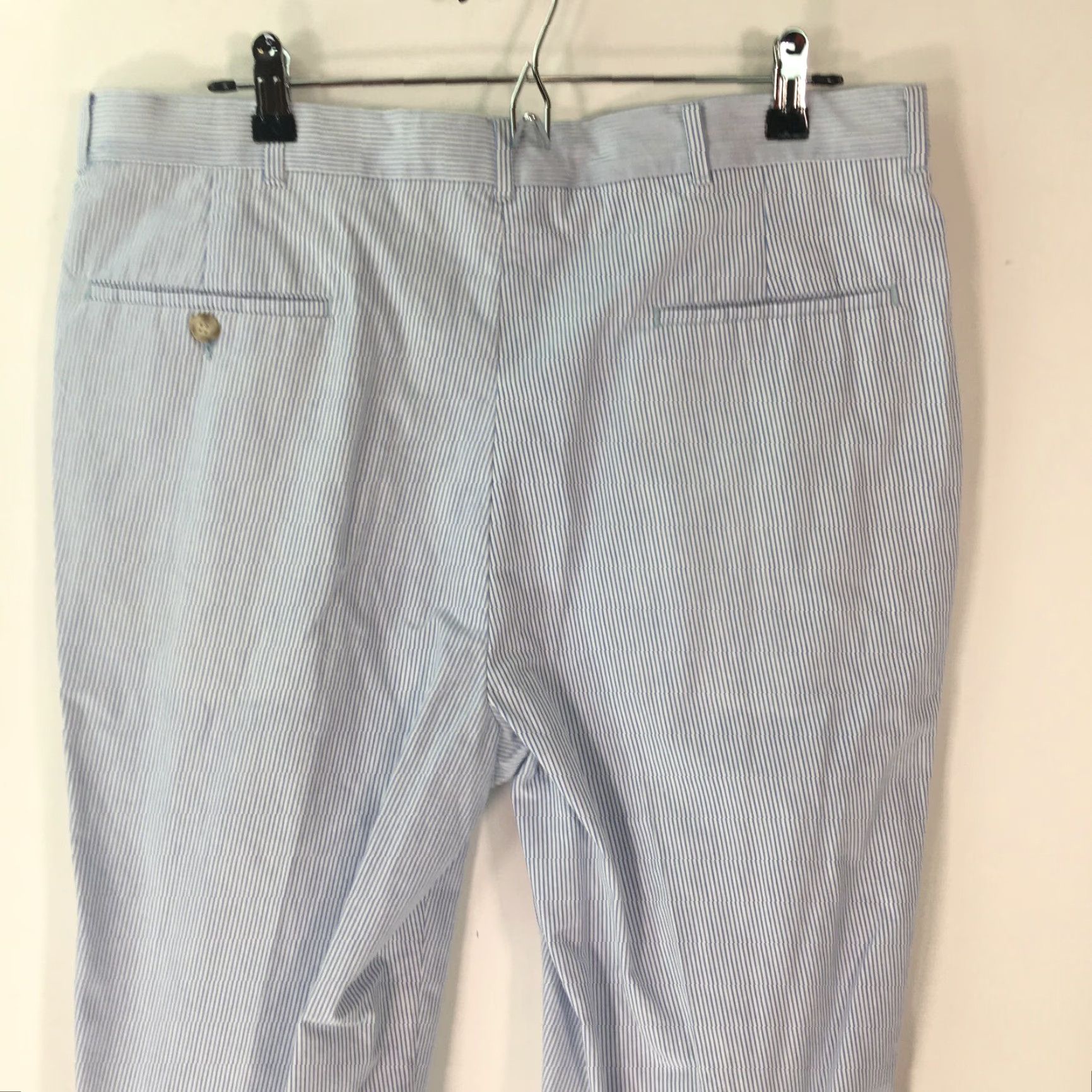 Vintage Mens Casual Dress Pants Striped Blue Pleated Front Straight Leg Size 36 X33 Size US 36 / EU 52 - 3 Thumbnail