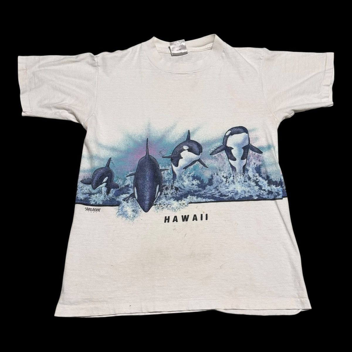 Vintage Oneita Hawaii Orca Ocean Wrap Around Stained Shirt Men's M Size US M / EU 48-50 / 2 - 1 Thumbnail