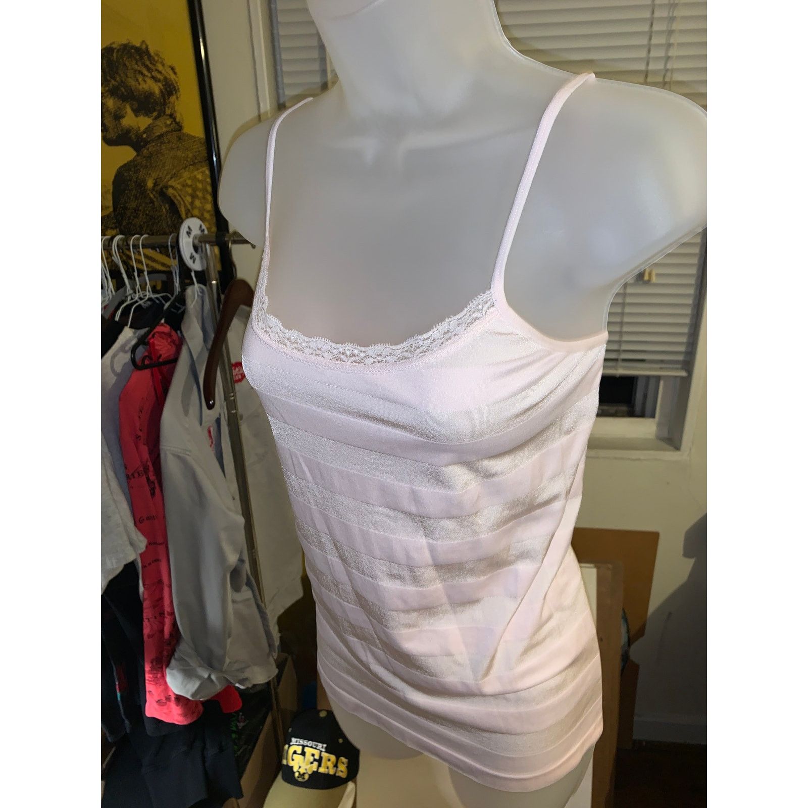 Other Nouvelle Seamless Camisole XL Pink Stripe Lace Trim Tank Top Size XL / US 12-14 / IT 48-50 - 5 Thumbnail