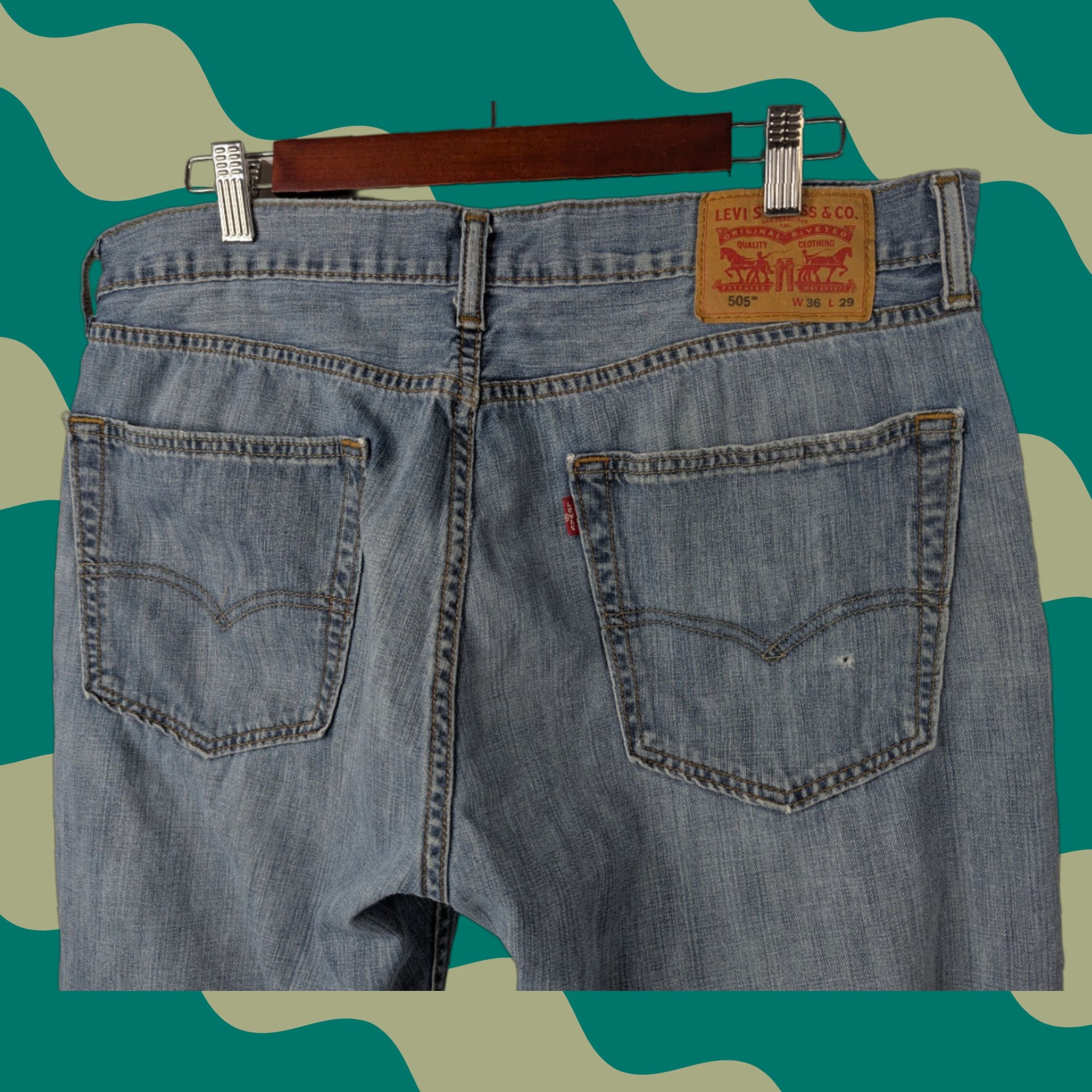 Levi's Levi's 505 Jeans Mens 36x29 Denim Medium Wash Regular Fit Distressed Jeans Pants 5-Pocket Levi's 500 Series Blue Mens 90s City Hipster Vintage: No Size US 36 / EU 52 - 1 Thumbnail