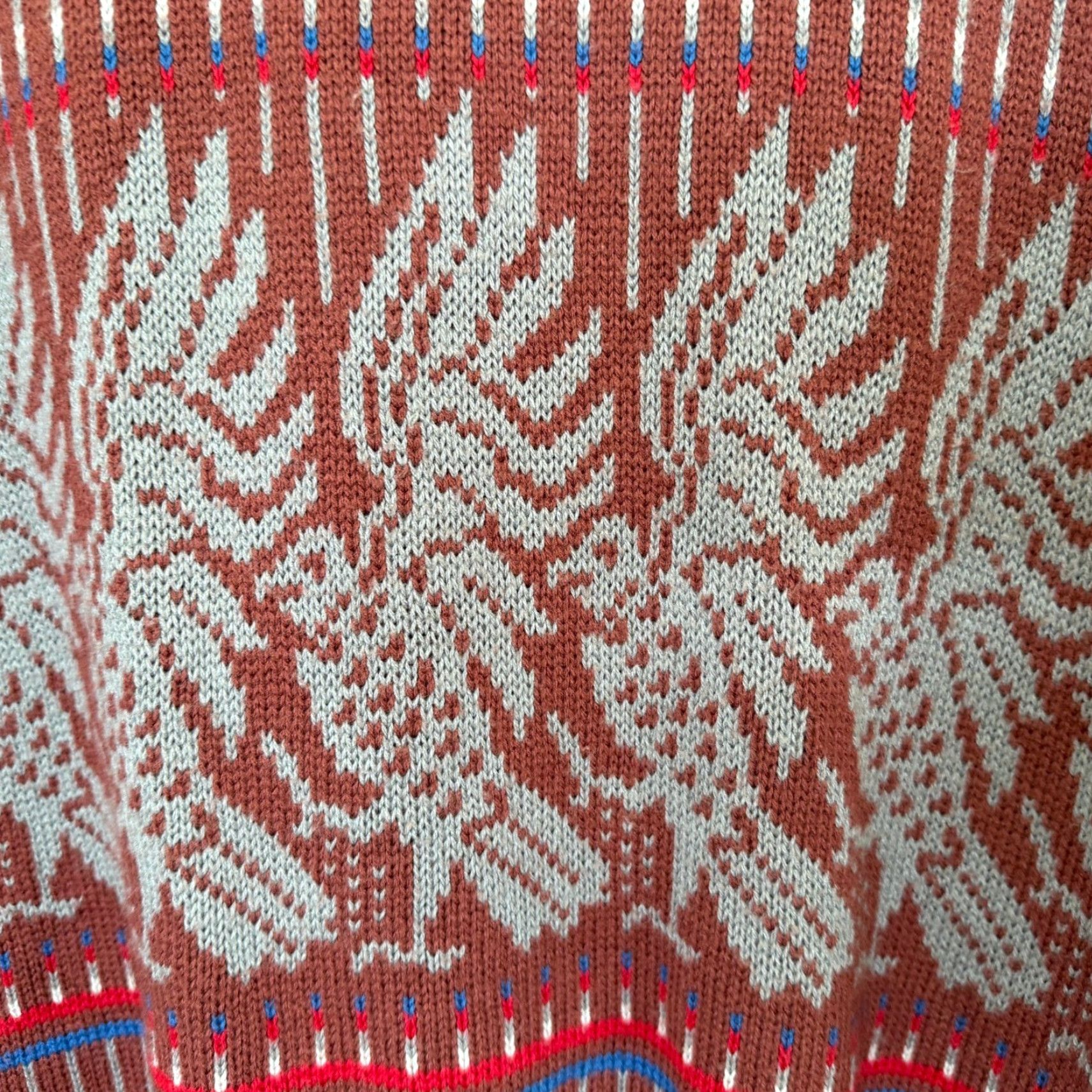 Wrangler VINTAGE Wrangler Sweater Mens Large Burgundy Geometric Pattern Western Graphic Print Crew Neck Knitted Pullover Long Sleeve Fall Winter Casual Mens Size US M / EU 48-50 / 2 - 6 Thumbnail