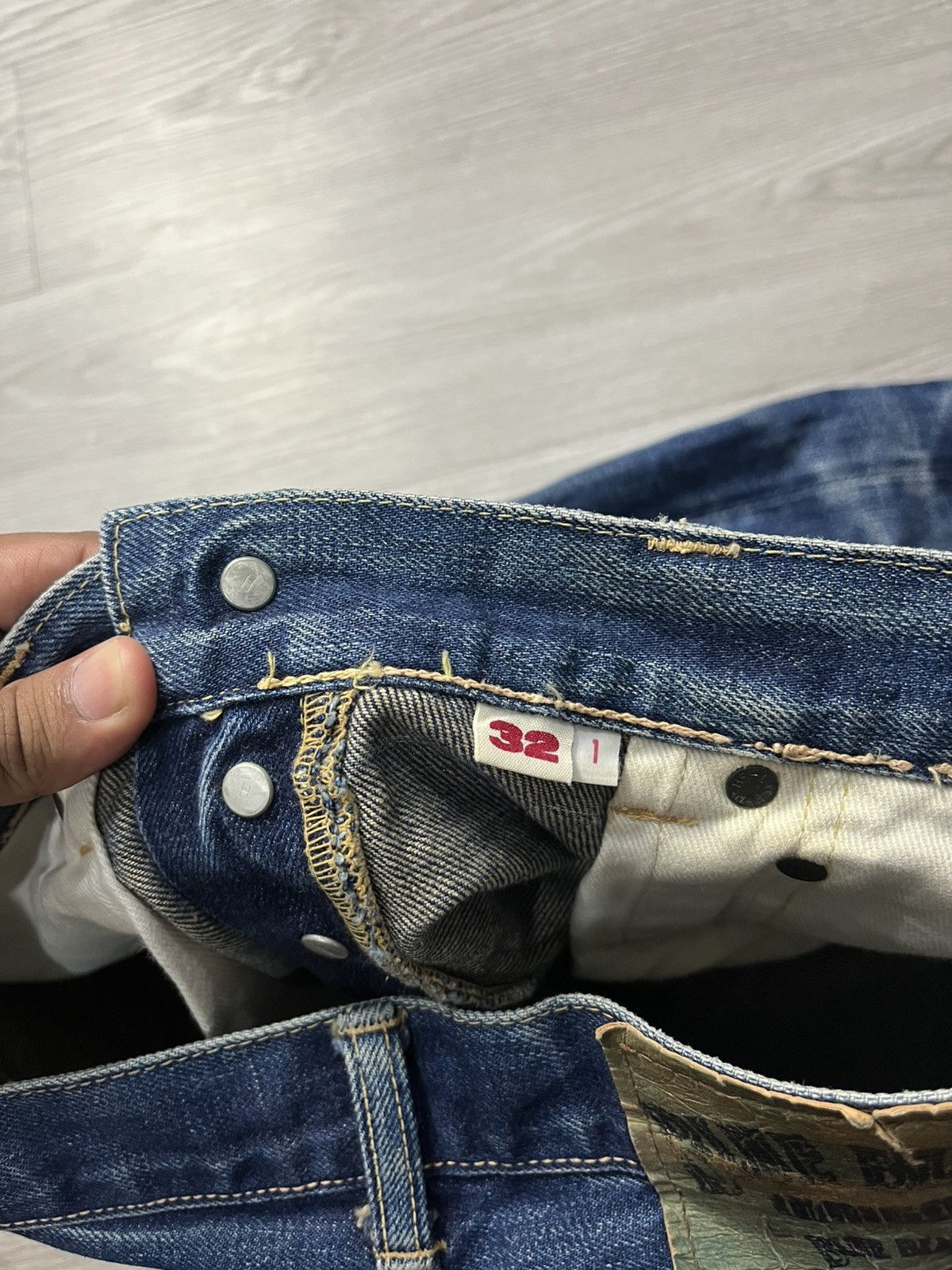 Blue Blue Japan Vintage HR Market Blue Blue Japan Selvedge faded Denim Jeans Size US 31 - 6 Thumbnail