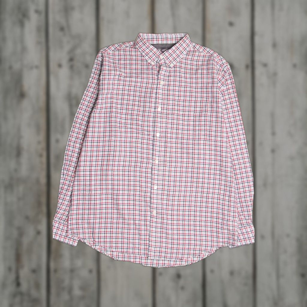 Van Heusen VINTAGE Van Heusen Shirt Large White Plaid Button Up Soft Flannel Cotton Polyester 4249 Mens Size US L / EU 52-54 / 3 - 1 Thumbnail