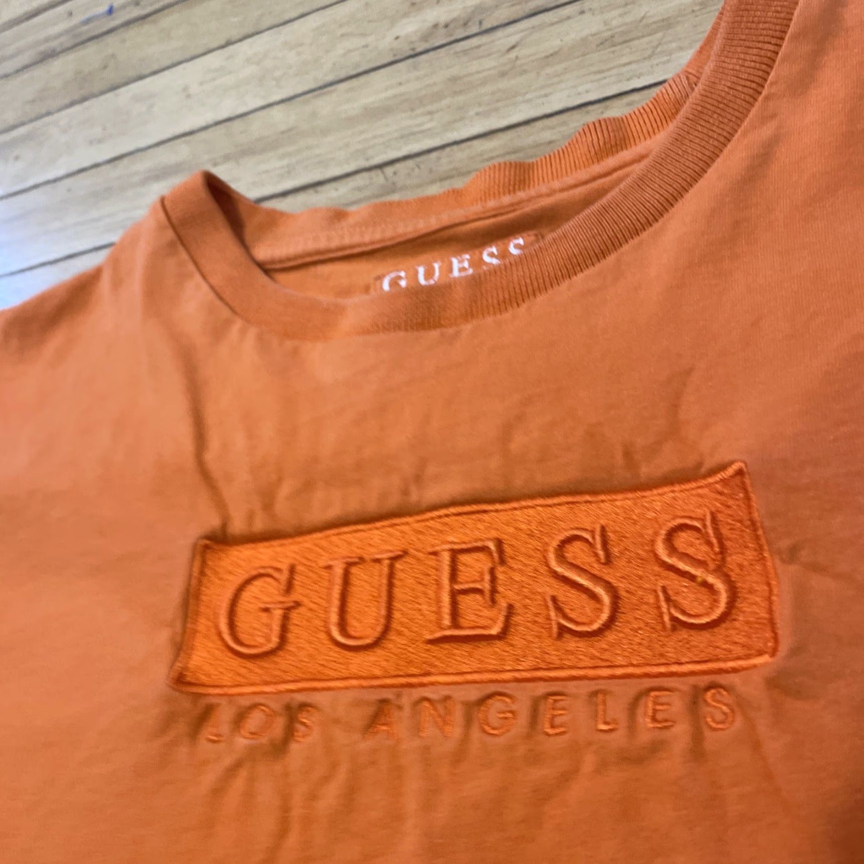 Guess GUESS T Shirt Mens M Orange Box Graphic Jersey Streetwear Stretch Crew Neck LA AngEl Logo Giftbox Box 90s Men Size US M / EU 48-50 / 2 - 2 Thumbnail