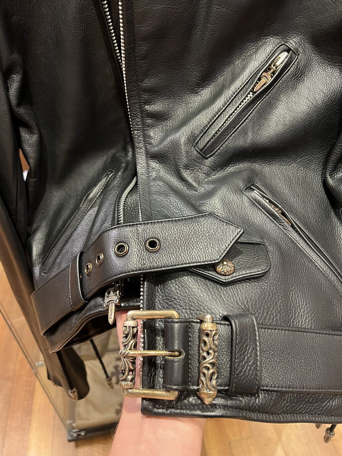 Chrome Hearts Chrome Hearts Leather JJ Dean Moto Jacket Hermes Silk Liner Size US L / EU 52-54 / 3 - 4 Thumbnail