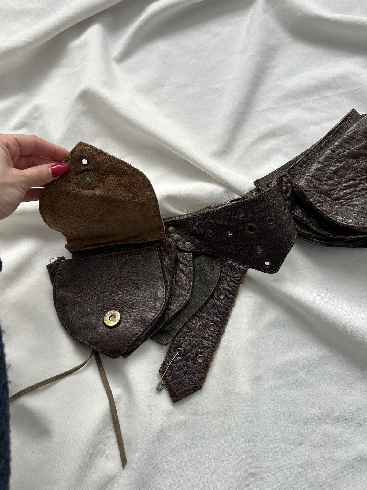 Vintage Rare Vintage Leather Brown Belt with pocket Size ONE SIZE - 4 Thumbnail
