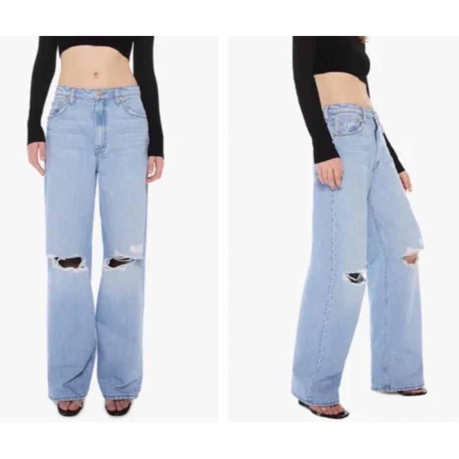 MOTHER Mother The Fun Dip Puddle Slice Distressed Jeans size 12 Size 33" - 1 Thumbnail