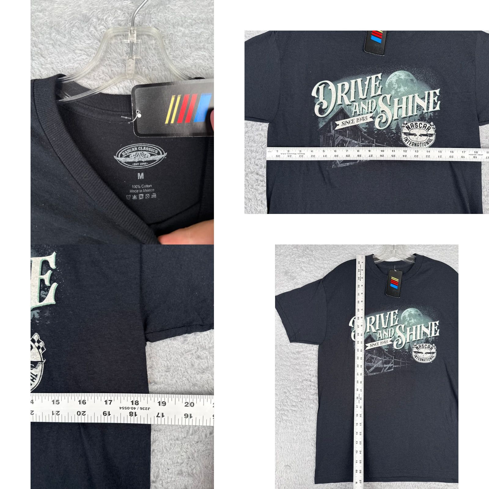 NASCAR Nascar Classics Shirt Mens M Black Cotton Jersey Crew Neck Logo White Hole Review Size US M / EU 48-50 / 2 - 8 Thumbnail