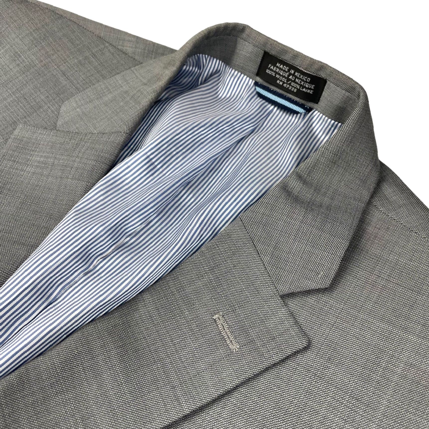 Tommy Hilfiger Tommy Hilfiger Men's Blazer 48 Long Gray 100% Wool 2-Button Jacket Coat Jacket Front Two-Button Notch Lapel Classic Fit Wool Blazer Mens Size 48R - 2 Thumbnail