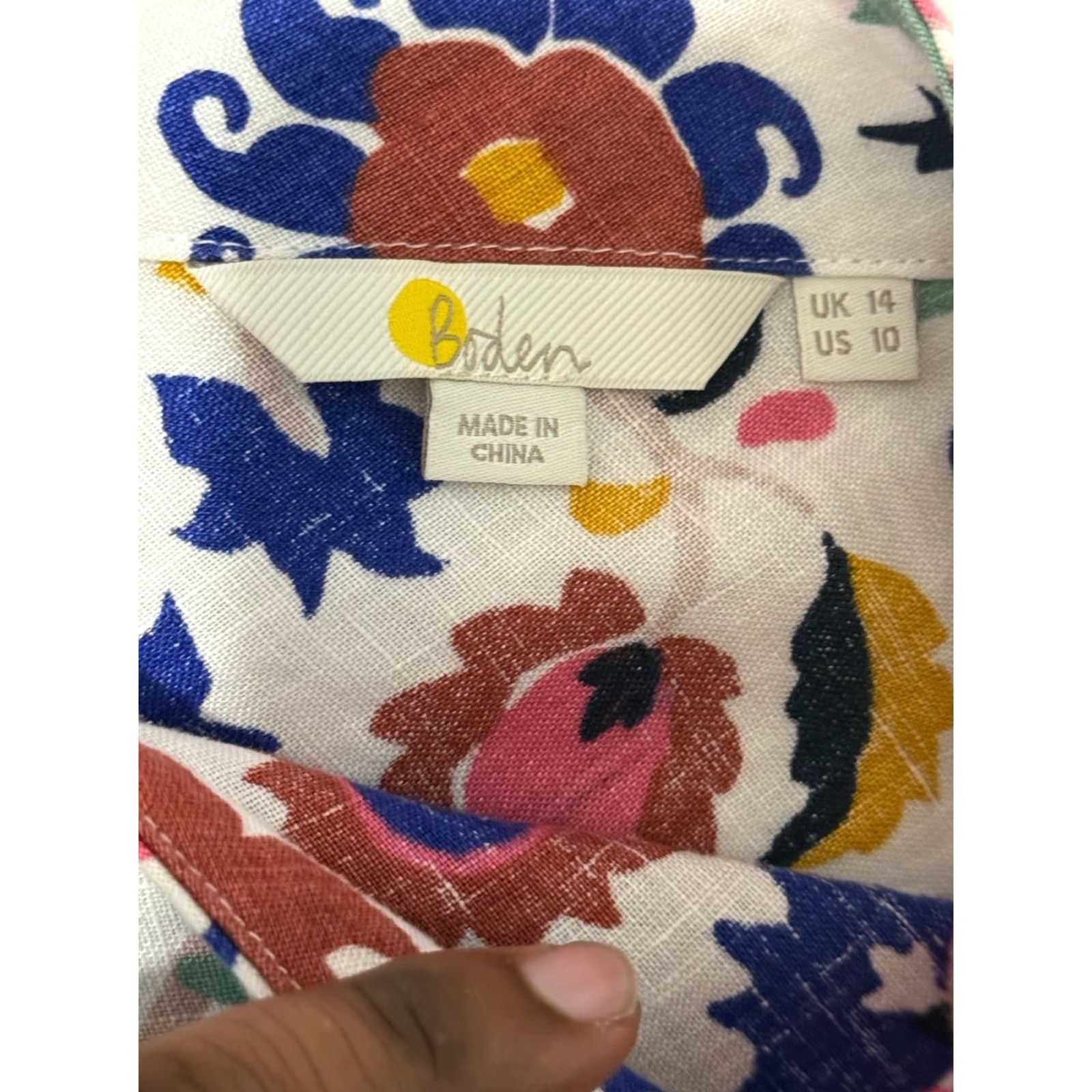 Boden VINTAGE Boden Women Blouse Size 10 Linen Floral V-Neck Short Sleeve Casual Spring Summer Fall Size L / US 10 / IT 46 - 6 Thumbnail
