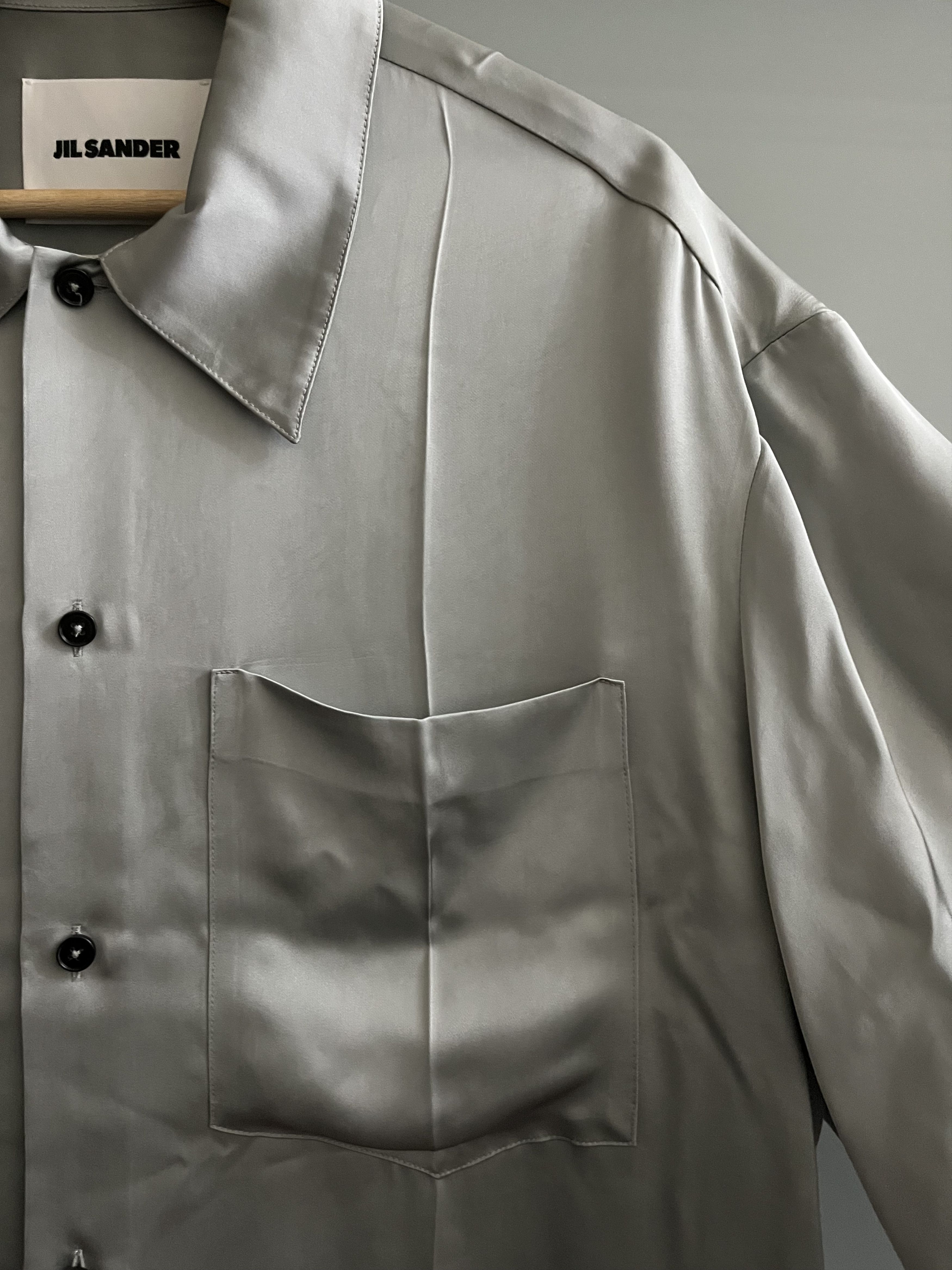 Jil Sander JIL SANDER SILVER GREY RAYON SHIRT 40 Size US M / EU 48-50 / 2 - 3 Thumbnail