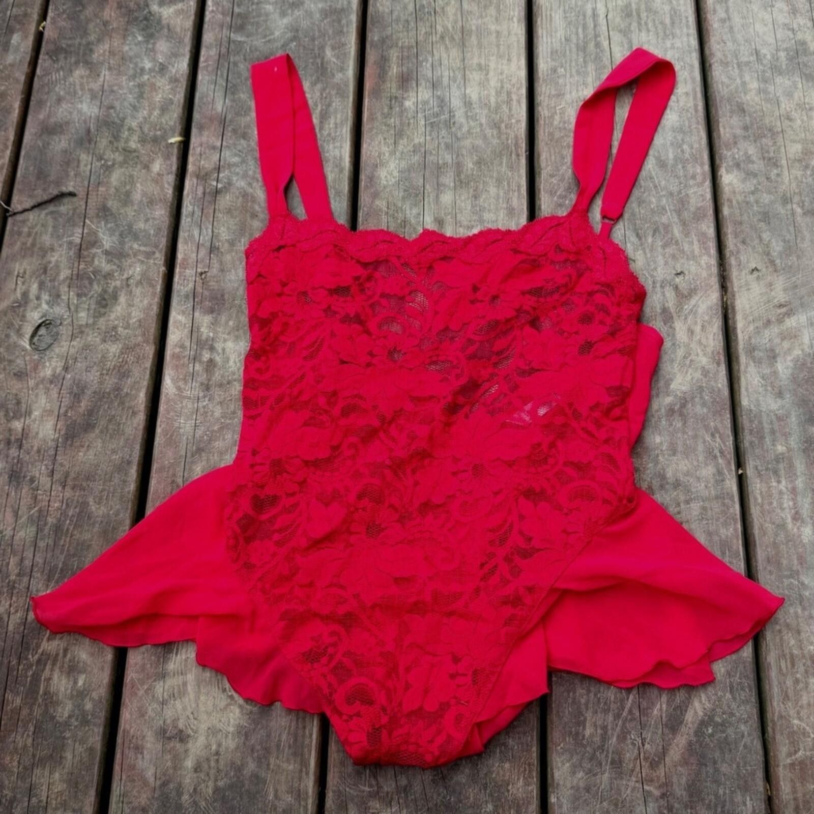Other Victorias Secret Red Lace Ruffle Teddy Bodysuit Small Size ONE SIZE - 1 Thumbnail
