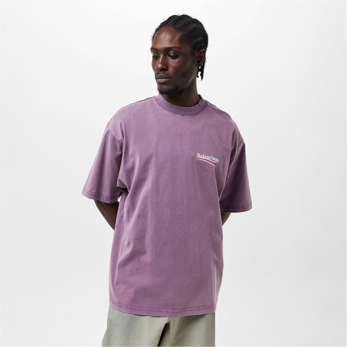 Balenciaga o1g2r1mq0226 Political Campaign T-Shirt In Faded Purple Size US L / EU 52-54 / 3 - 3 Thumbnail