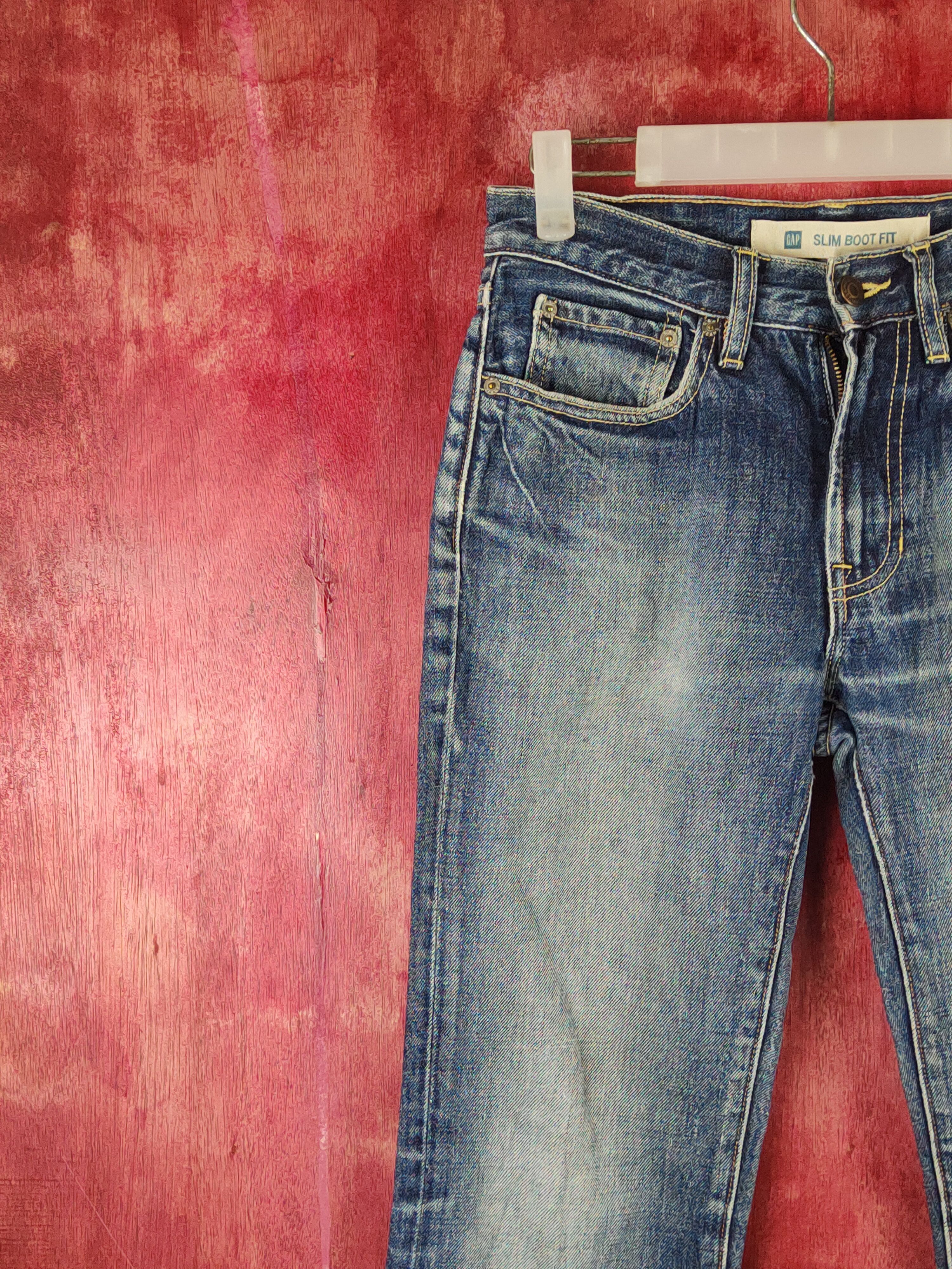 Gap Gap slim boot fit Dark Blue Distressed Ripped Jeans #S2355 Size 28" / US 6 / IT 42 - 3 Thumbnail