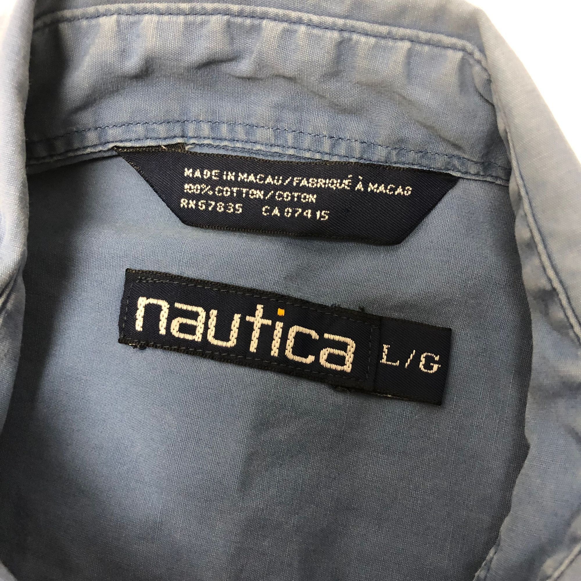 Nautica Vtg Nautica Blue SPELL OUT Button Up SAILBoat RACING Shirt Size US L / EU 52-54 / 3 - 5 Thumbnail