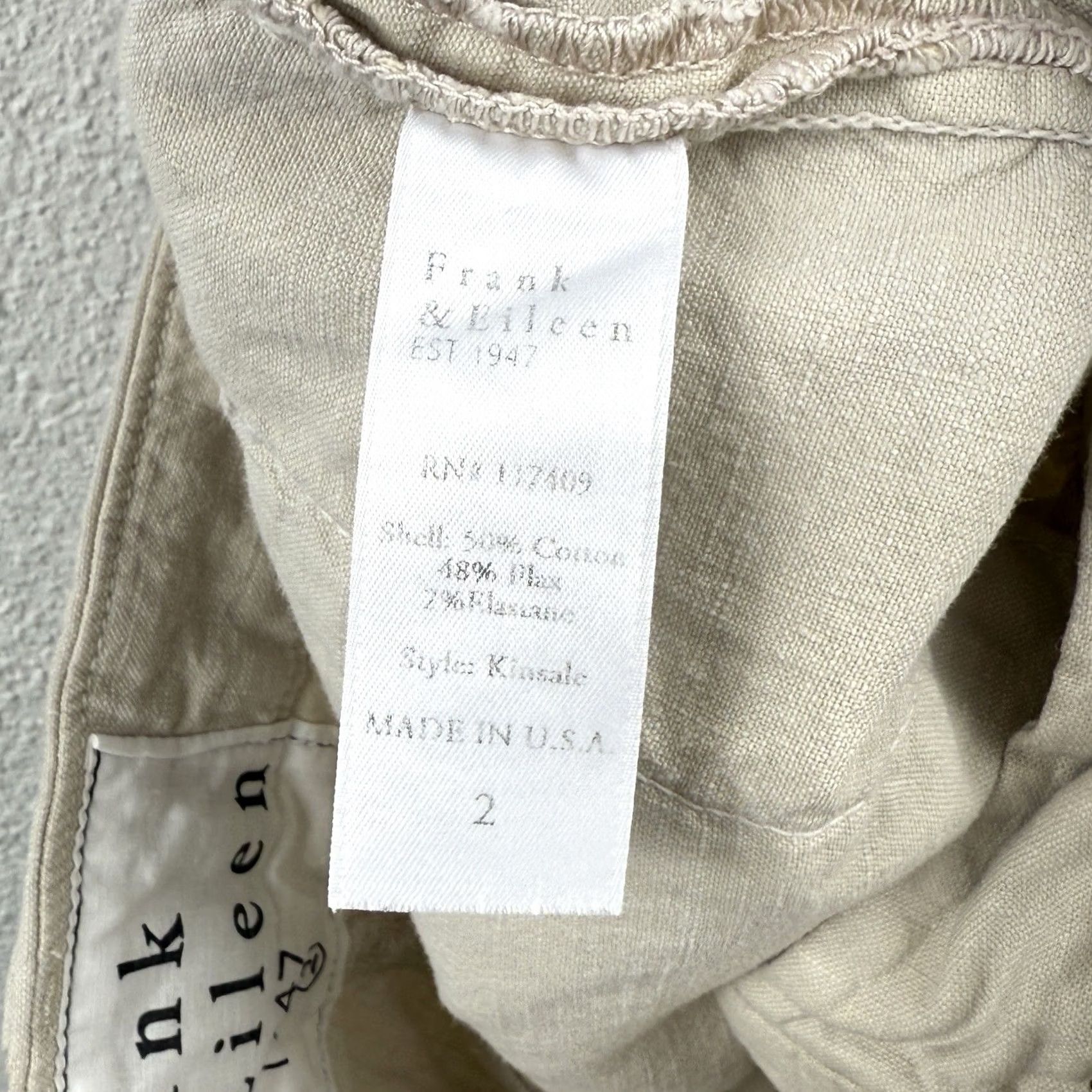 Frank & Eileen VINTAGE Frank & Eileen Kinsale Pants Womens 2 Beige Cotton Flax Cropped Raw Hem Pocket Size 26" / US 2 / IT 38 - 5 Thumbnail