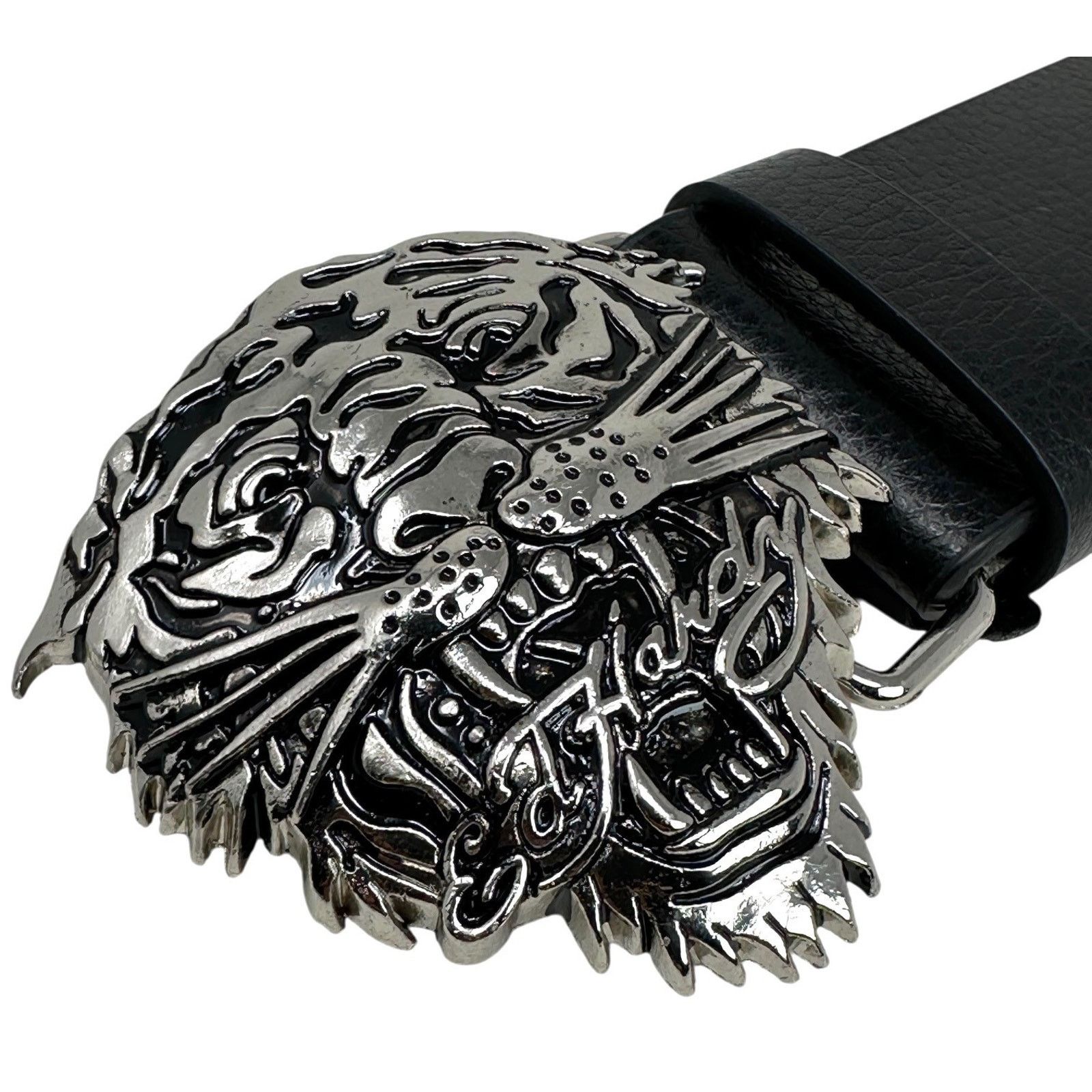 Ed Hardy Ed Hardy Men's Metal Tiger Buckle Belt With Pyramid Studs Size 38 - 4 Thumbnail