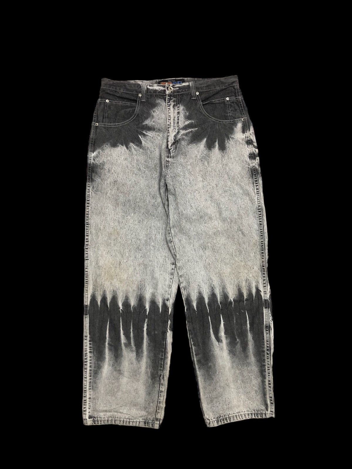 Hypebeast BLEACHED BAGGY ROYAL BLUE Y2K STYLE DENIM Size US 35 - 1 Thumbnail