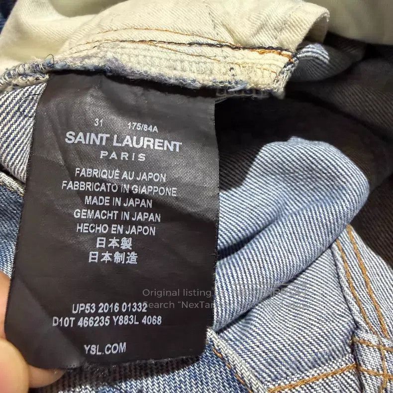 Saint Laurent Paris Saint Laurent Paris Slogan Embroidered Distressed Denim Je Size US 31 - 5 Thumbnail