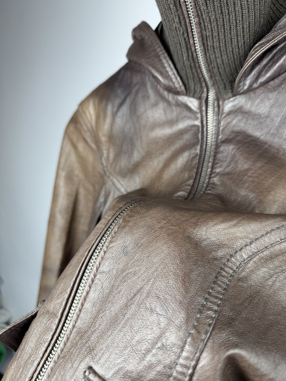 Japanese Brand 90s Retro Avant Garde Brown Leather Hooded Aviator Jacket Size XS / US 0-2 / IT 36-38 - 8 Thumbnail