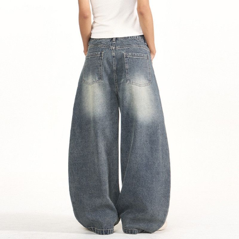 Vintage Men's American Retro Washed & Distressed Curved-Leg Jeans Size US 32 / EU 48 - 3 Thumbnail
