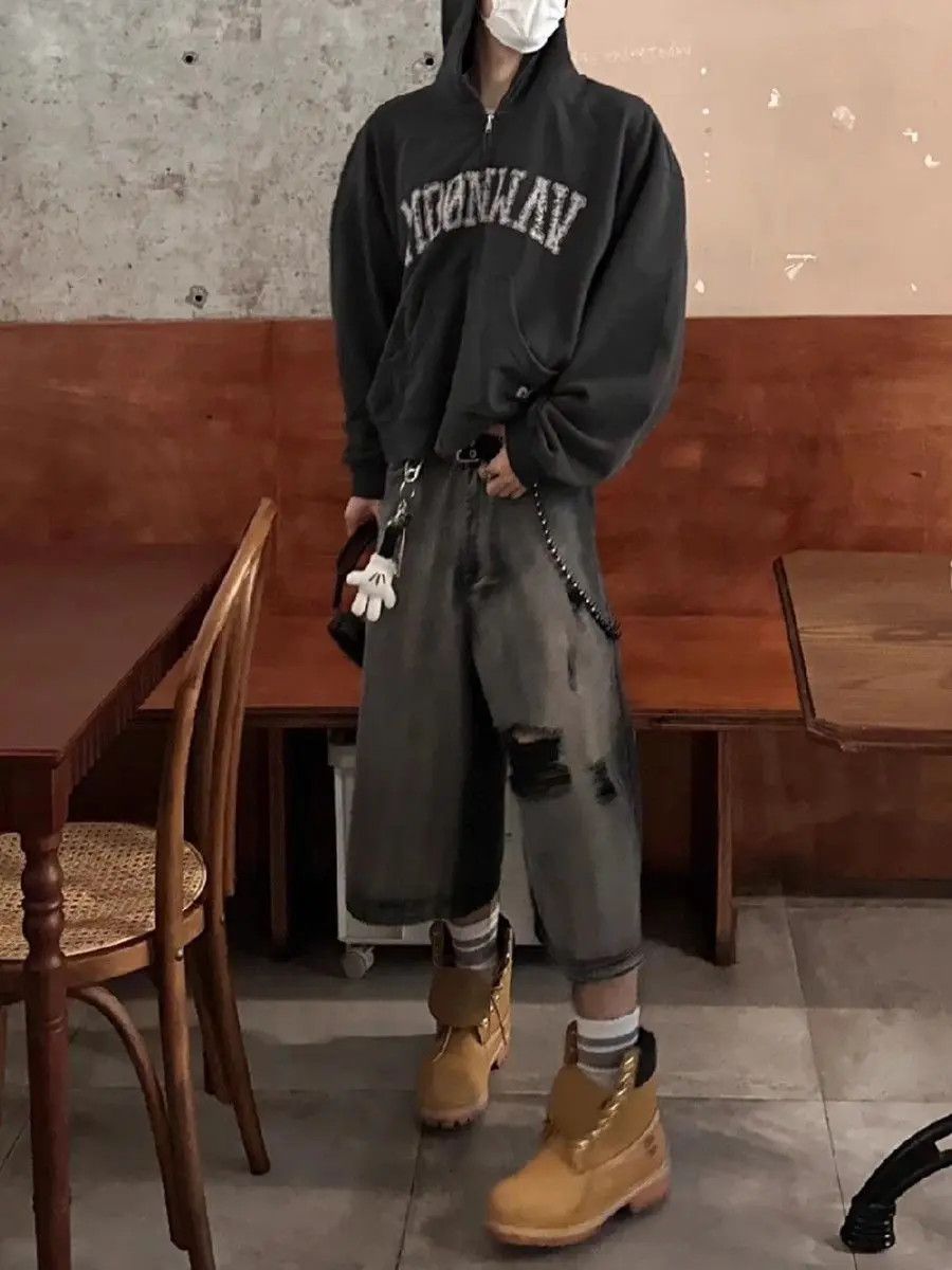 Japanese Brand Loose wide leg gradient distressed denim shorts Size US 32 / EU 48 - 4 Thumbnail